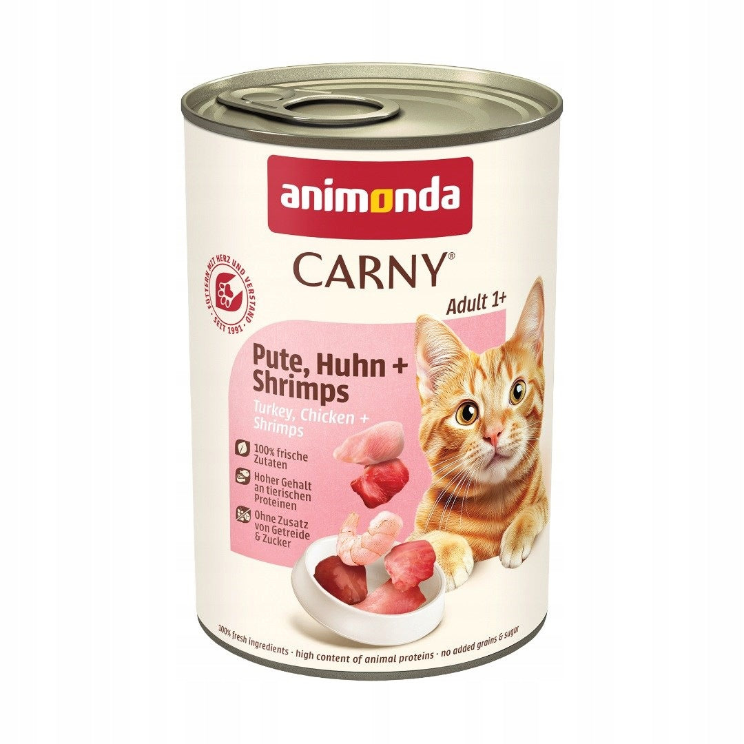 ANIMONDA Carny turkey chicken shrimp Wet cat food can
