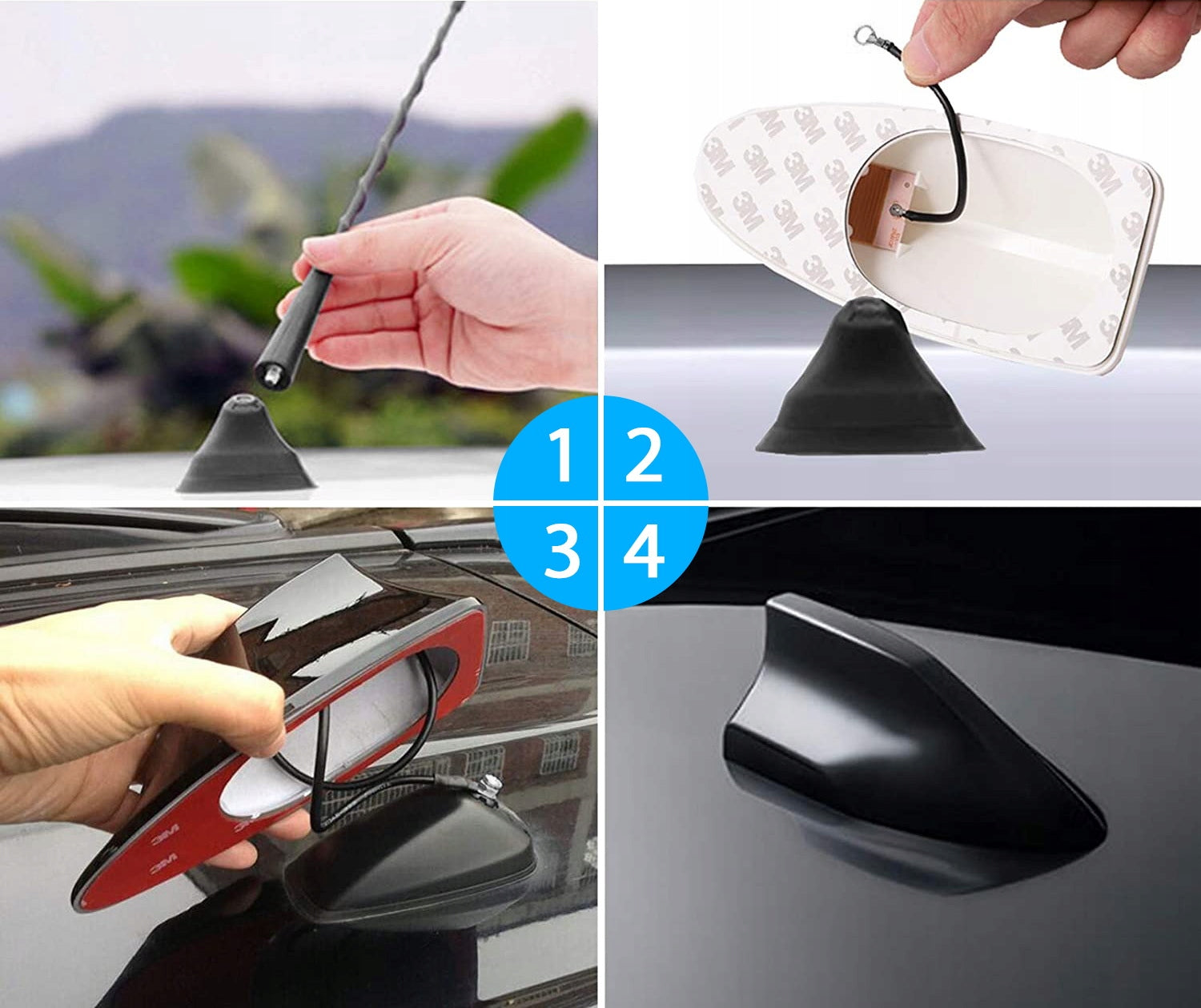 ANTENNA FM SHARK FIN WITH AMPLIFIER BLACK Brand Kopier