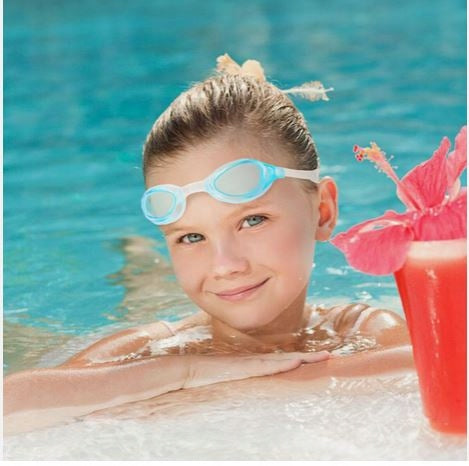 ANTI-FOG SWIMMING GOGGLES FOR SWIMMING POOL NOSE PLUGS Color blue