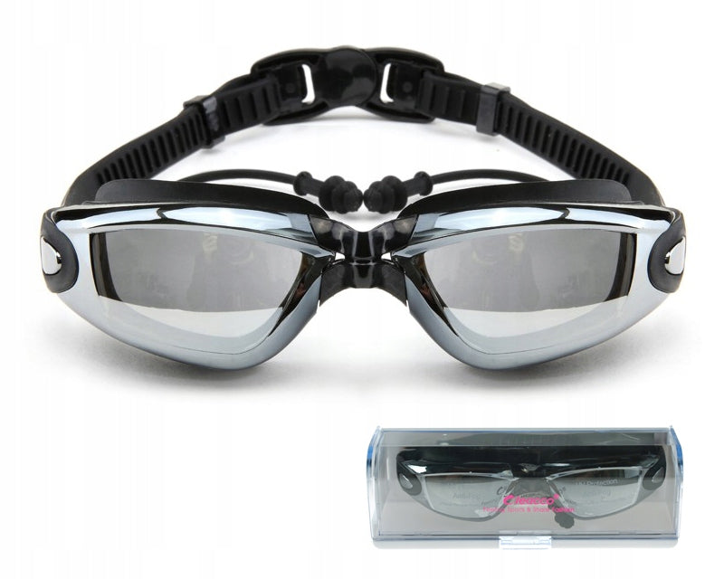 ANTI FOG SWIMMING POOL SWIMMING GOGGLES WITH EARPLUGS + CASE