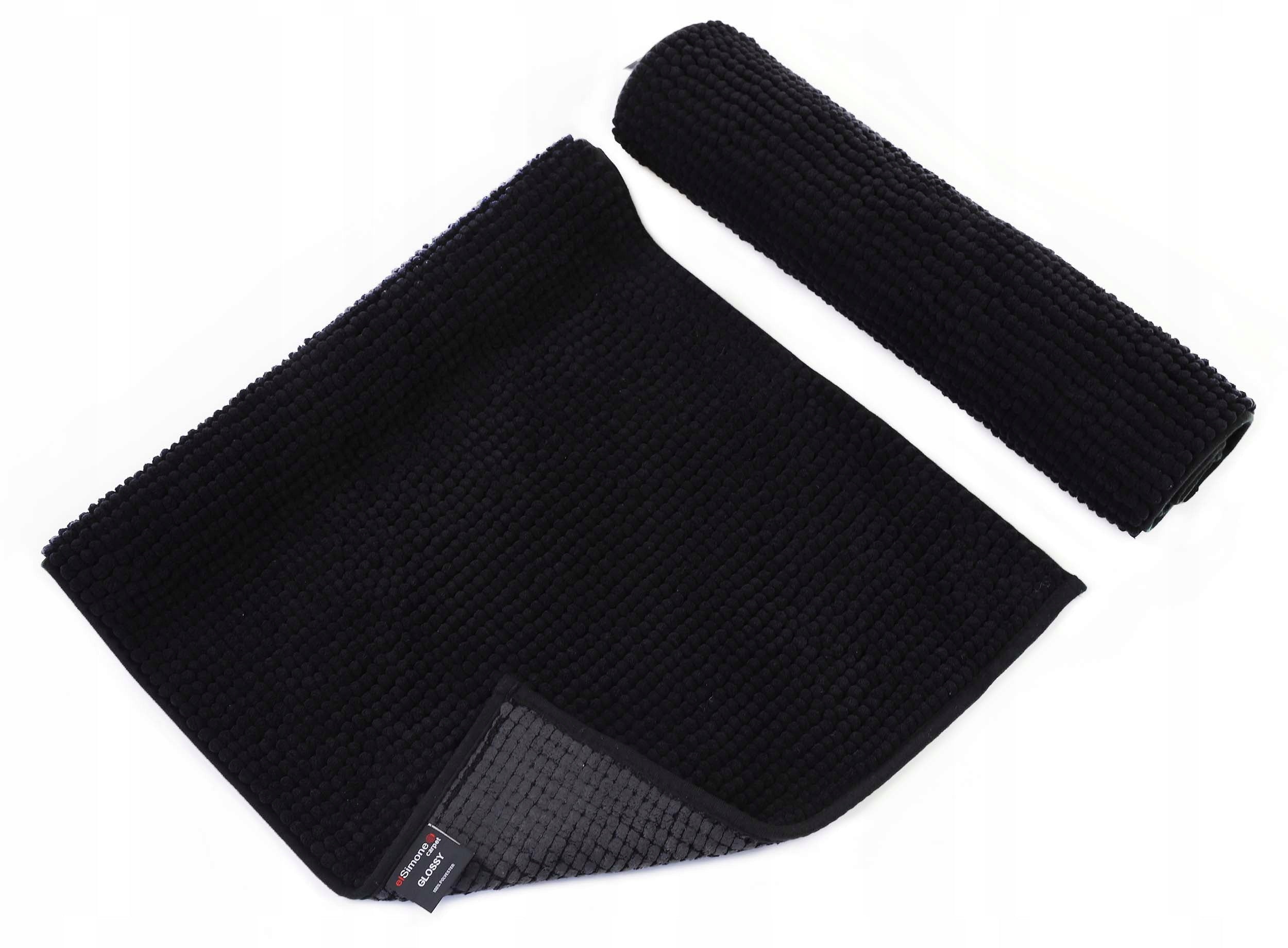 ANTI-SLIP BATHROOM CARPET BLACK GLOSSY 50X70 cm