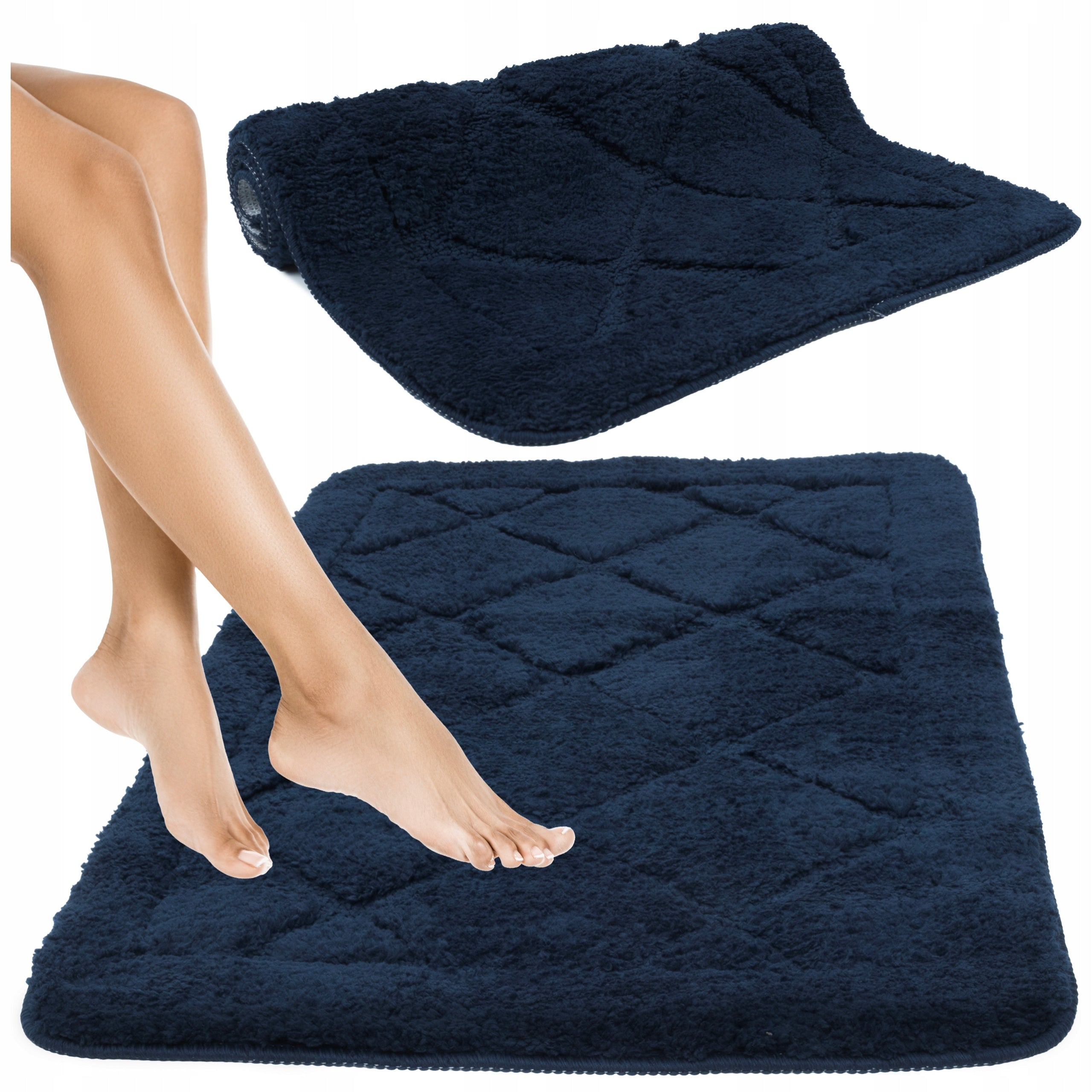 ANTI-SLIP BATHROOM rug, DECORATIVE, SOFT, ABSORBENT, 40x60CM, NAVY BLUE EAN (GTIN) 5904169738062