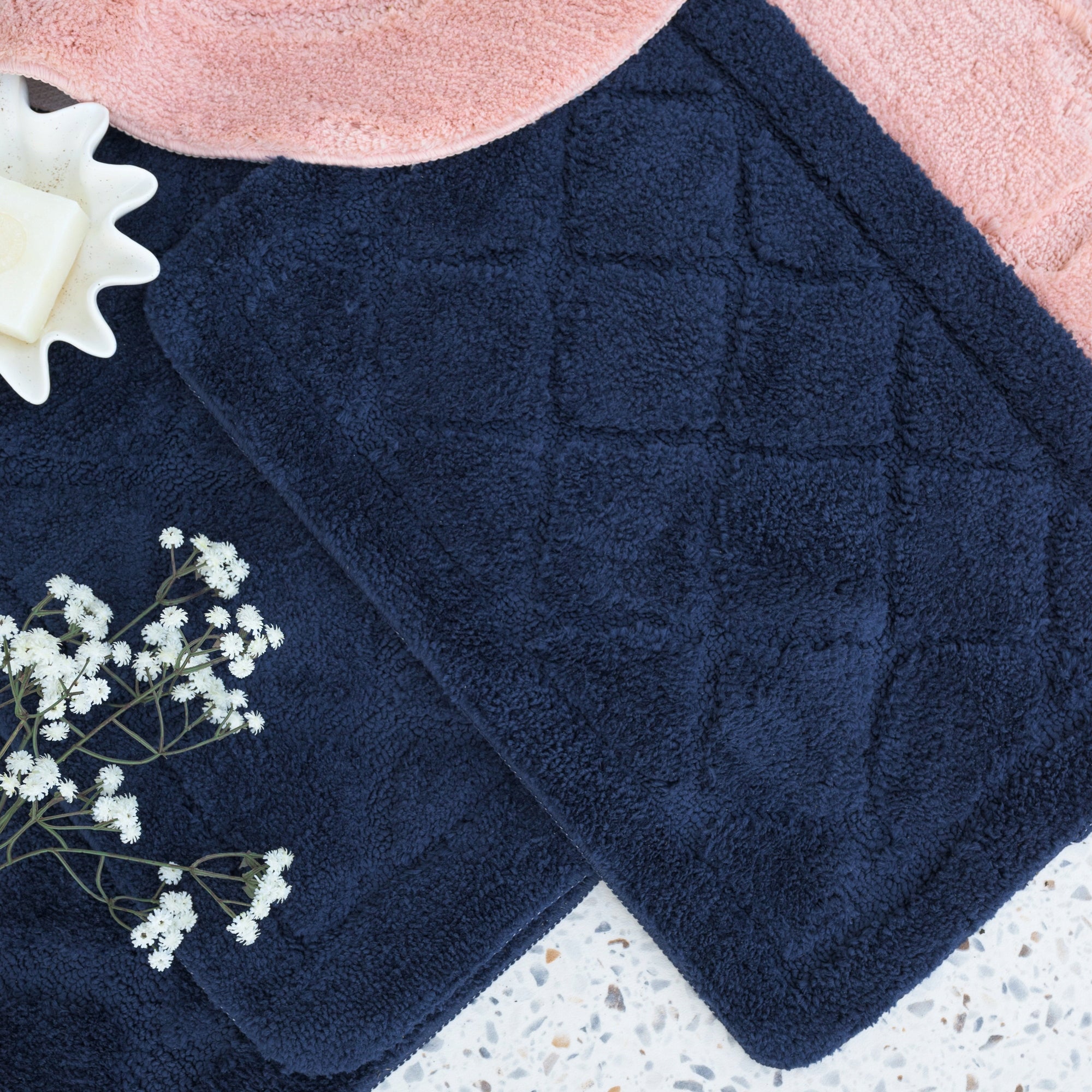 ANTI-SLIP BATHROOM rug, DECORATIVE, SOFT, ABSORBENT, 40x60CM, NAVY BLUE Length 60 cm