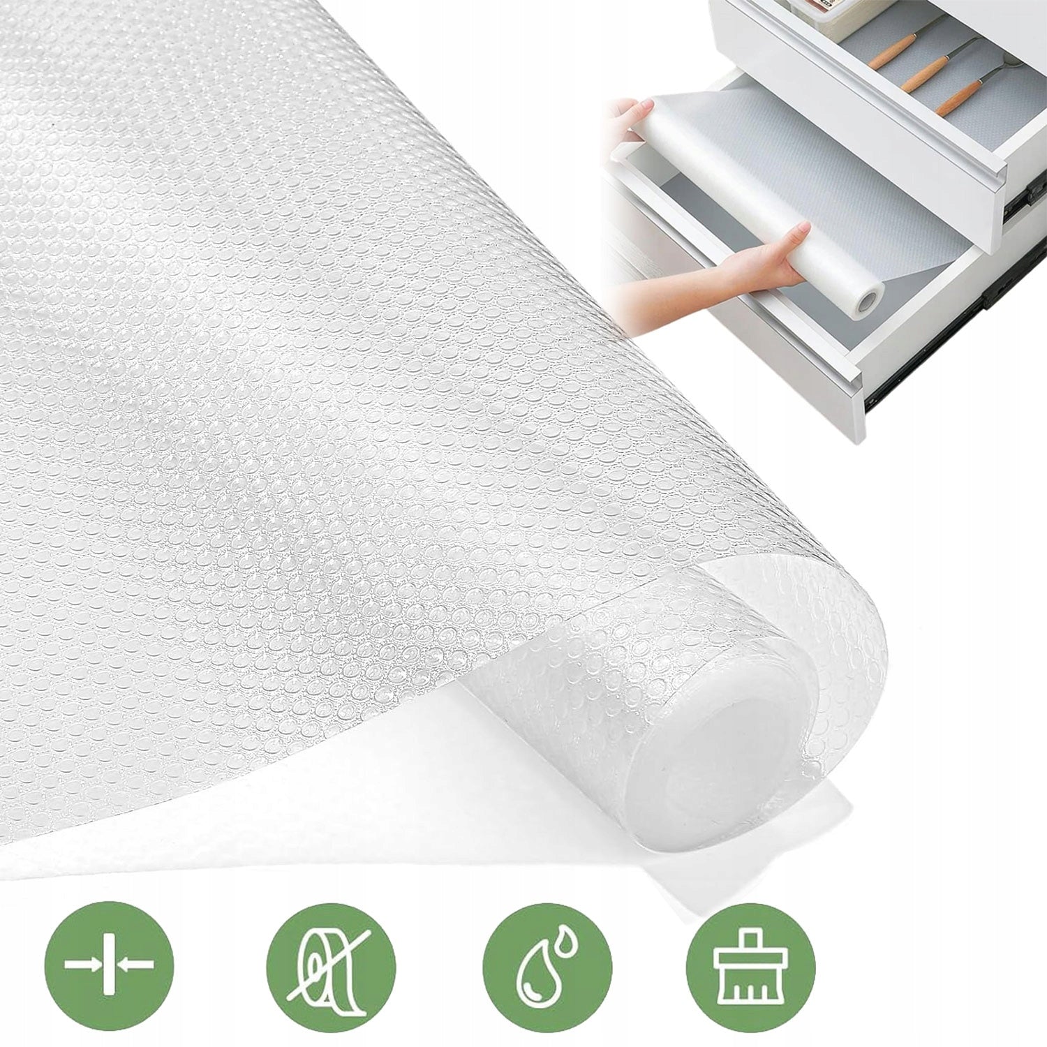 ANTI-SLIP DRAWER PROTECTIVE MAT 500 X 60 CM TRANSPARENT FOR CABINETS