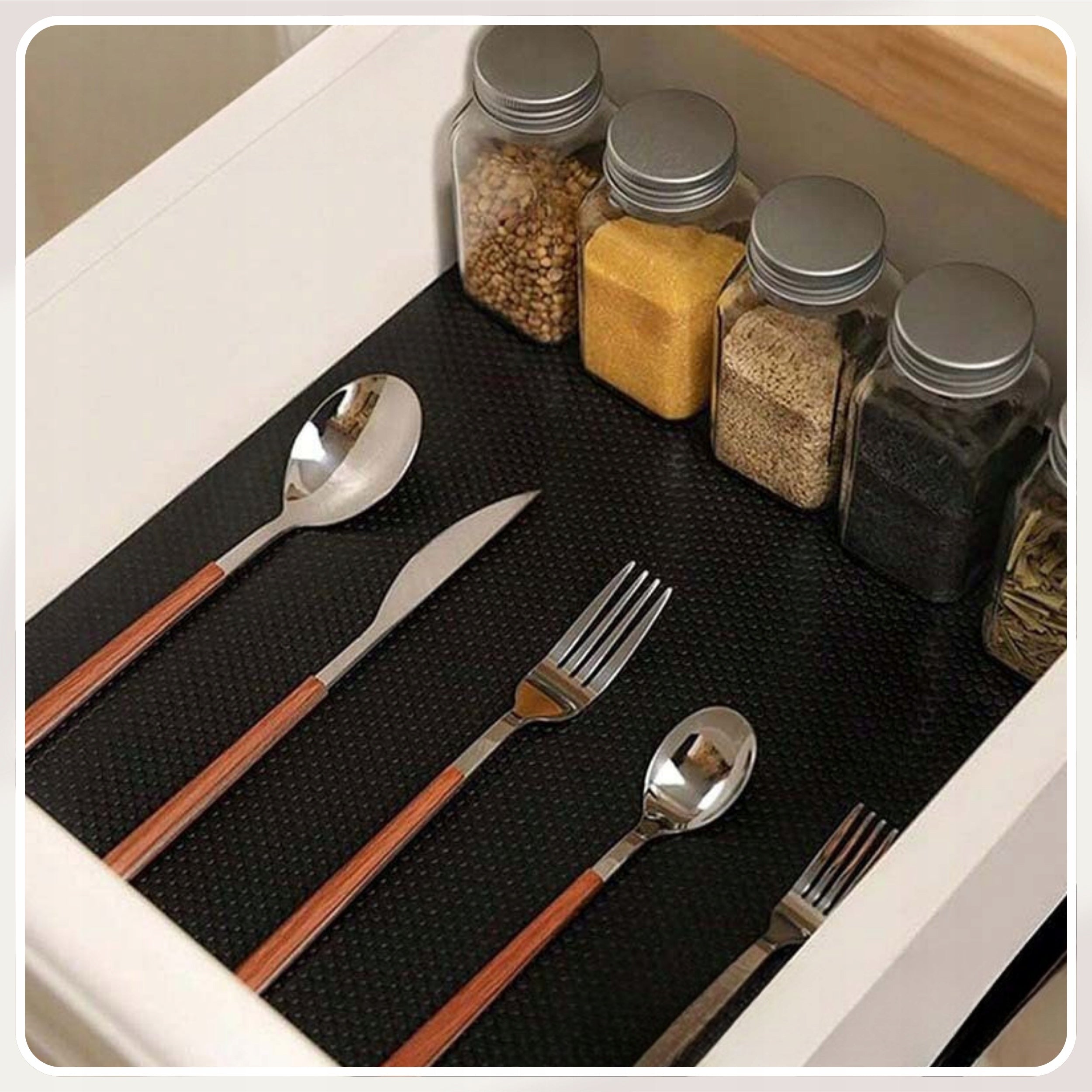 ANTI-SLIP MAT FOR DRAWERS PROTECTIVE PAD 500x50 cm BLACK Packaging status original