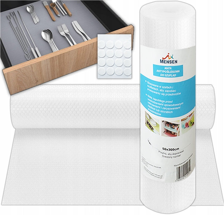 ANTI-SLIP PROTECTIVE MAT FOR CABINET DRAWERS PAD ROLL 300x50 WHITE