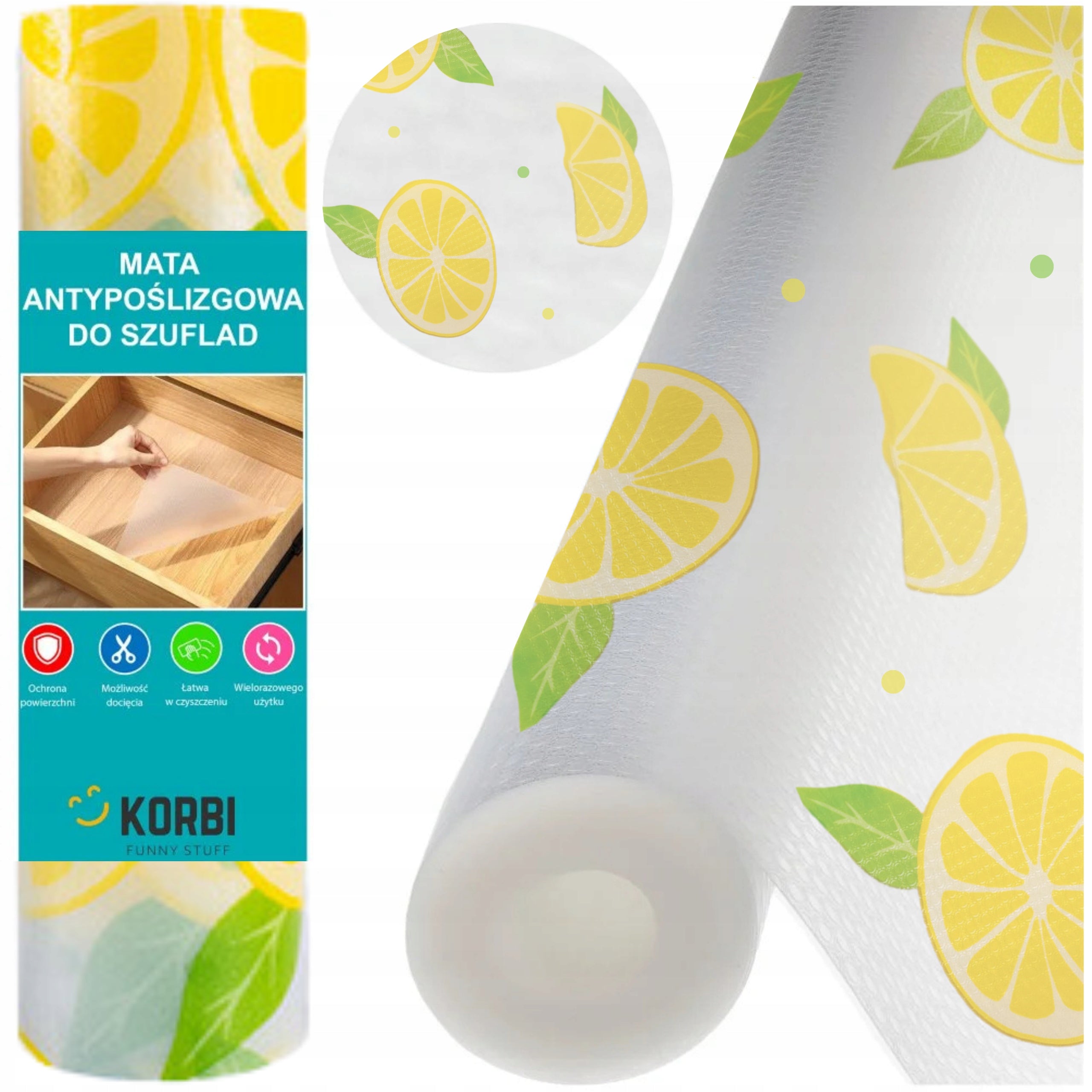 ANTI-SLIP PROTECTIVE MAT FOR CLOSET DRAWERS WARDROBES 500x60 LEMONS