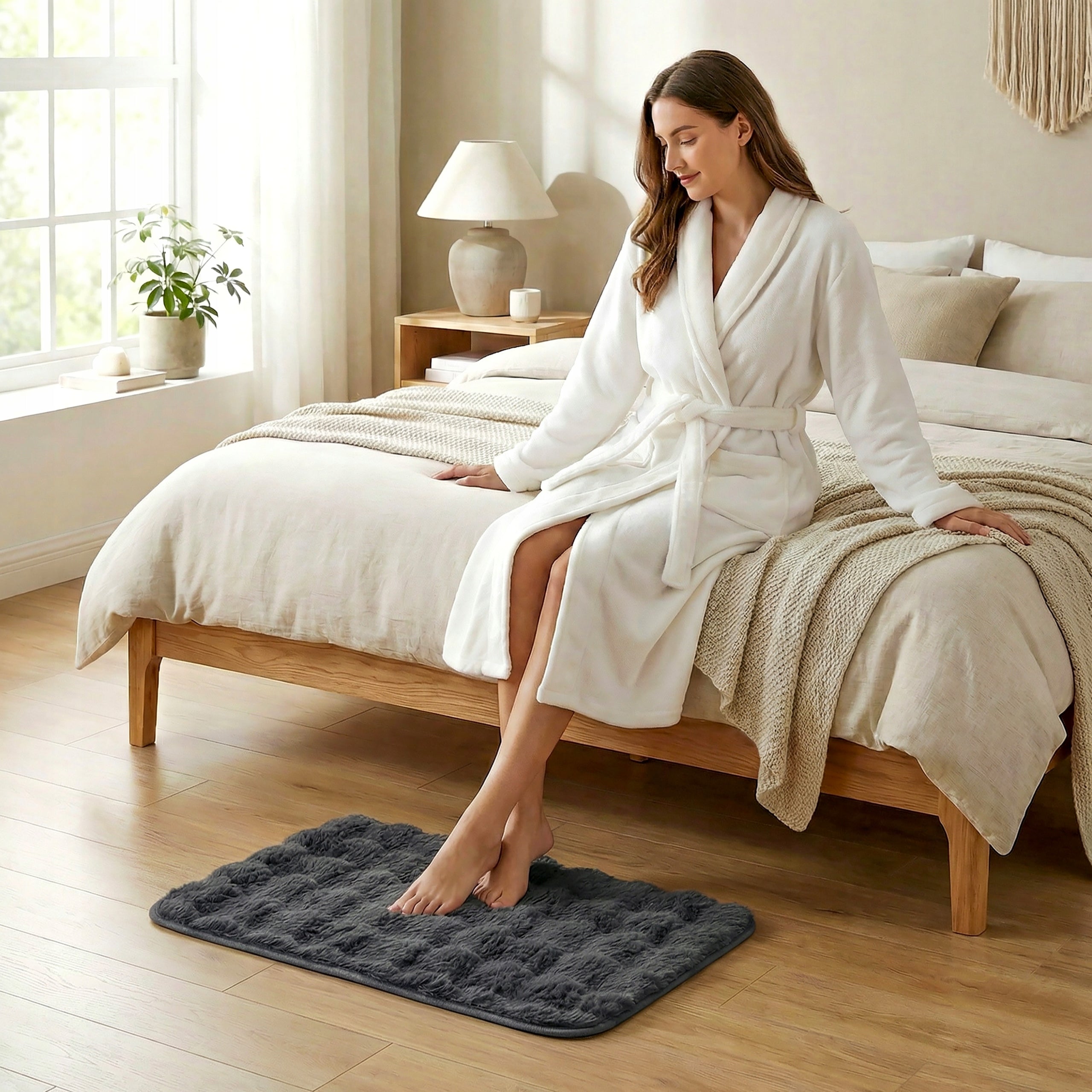 ANTI-SLIP RUG 50x70 CM SOFT ECO FUR RABBIT FOR LIVING ROOM BEDROOM Manufacturer code 38395