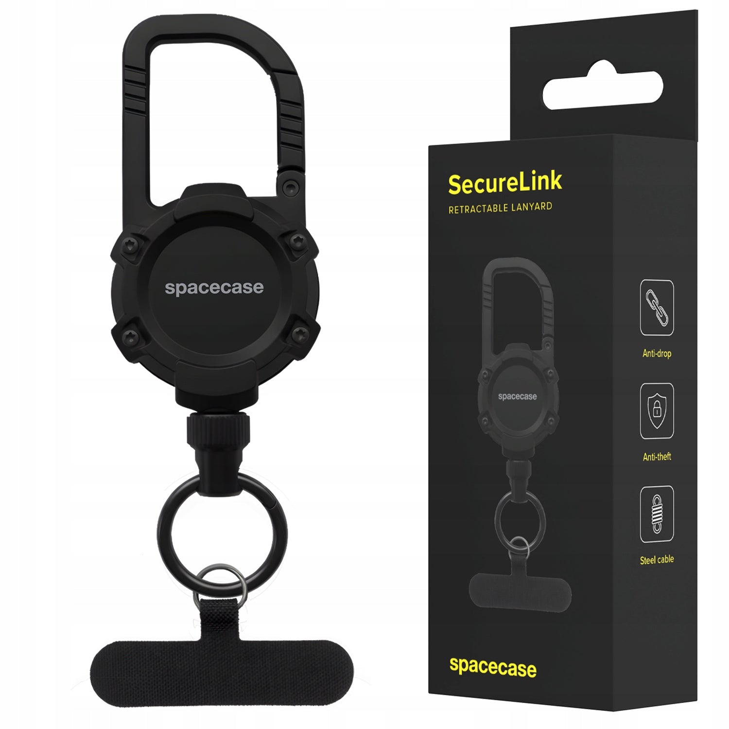 ANTI-THEFT HOLDER FOR KEY PHONE KEYCHAIN RETRACTION CORD ROLLED