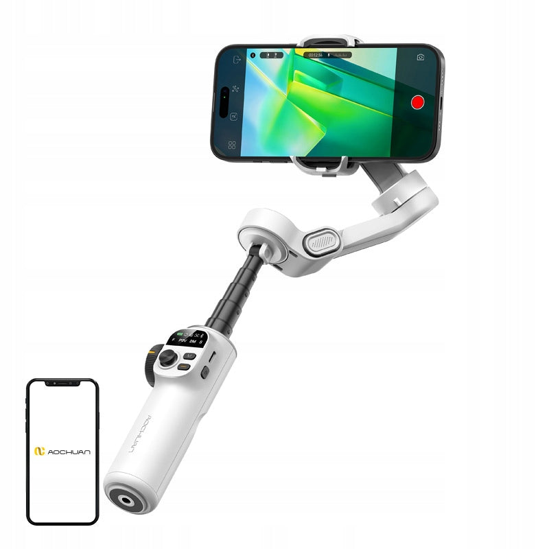 AOCHUAN X2 Standard Gimbal 3-Axis White For Smartphone Tripod Lightweight