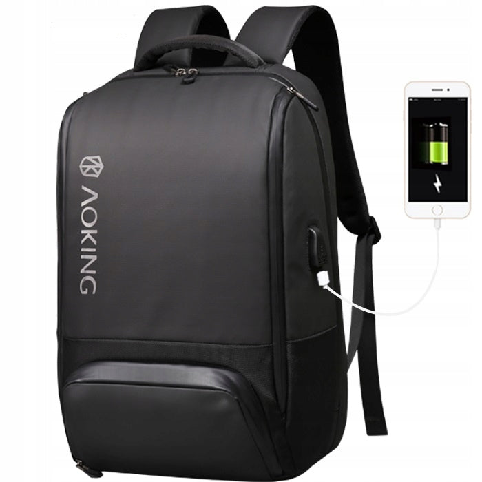 AOKING Laptop Backpack 15'6 with USB Port, Waterproof, Black