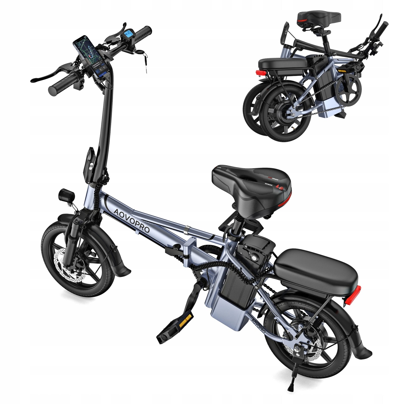 AOVOPRO E14 folding electric bicycle 500W 25KM/H 14 inch 48V 10.4AH 54KM