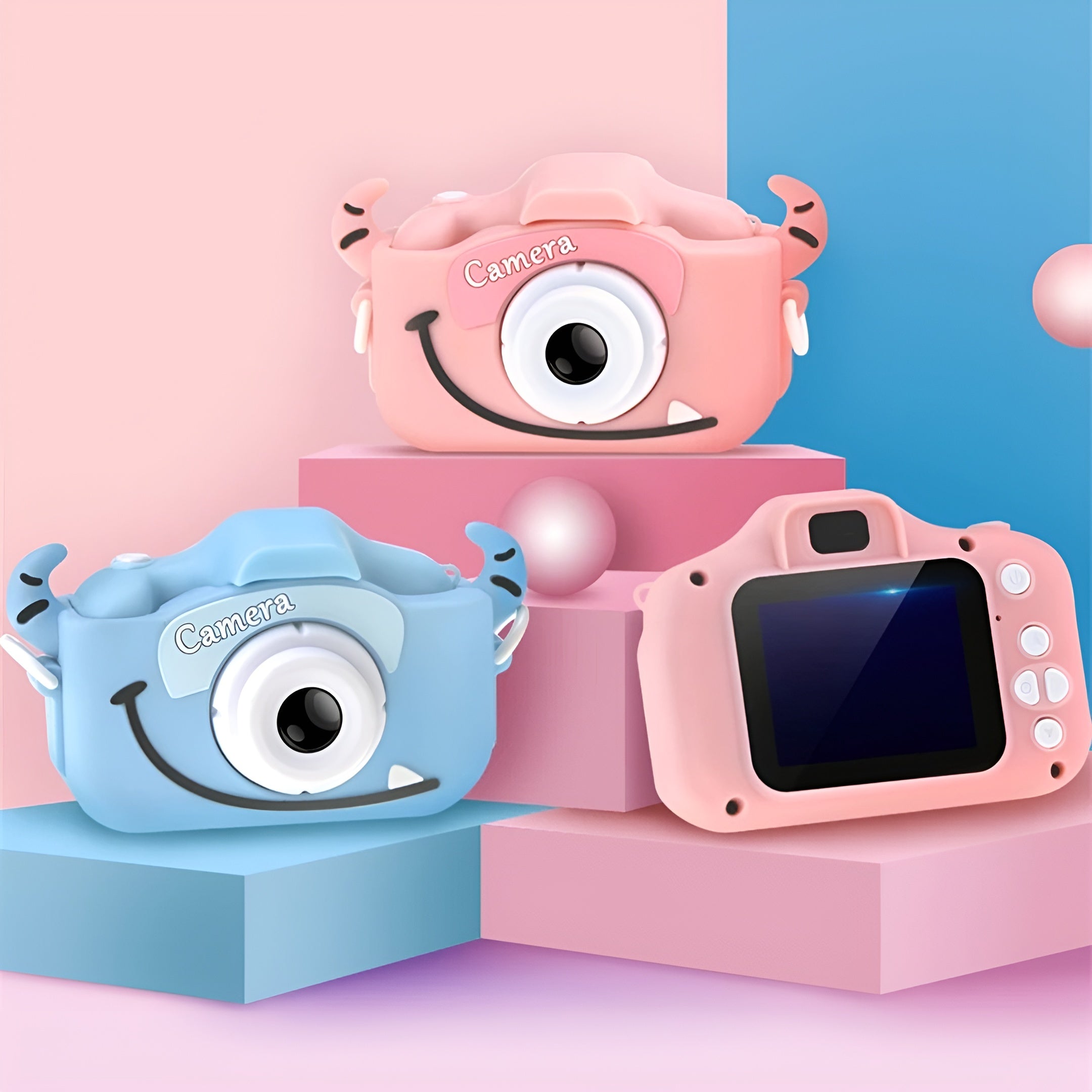 Vaikiškas fotoaparatas Monstriukas 40Mpx su SD kortele 32GB, mėlynas