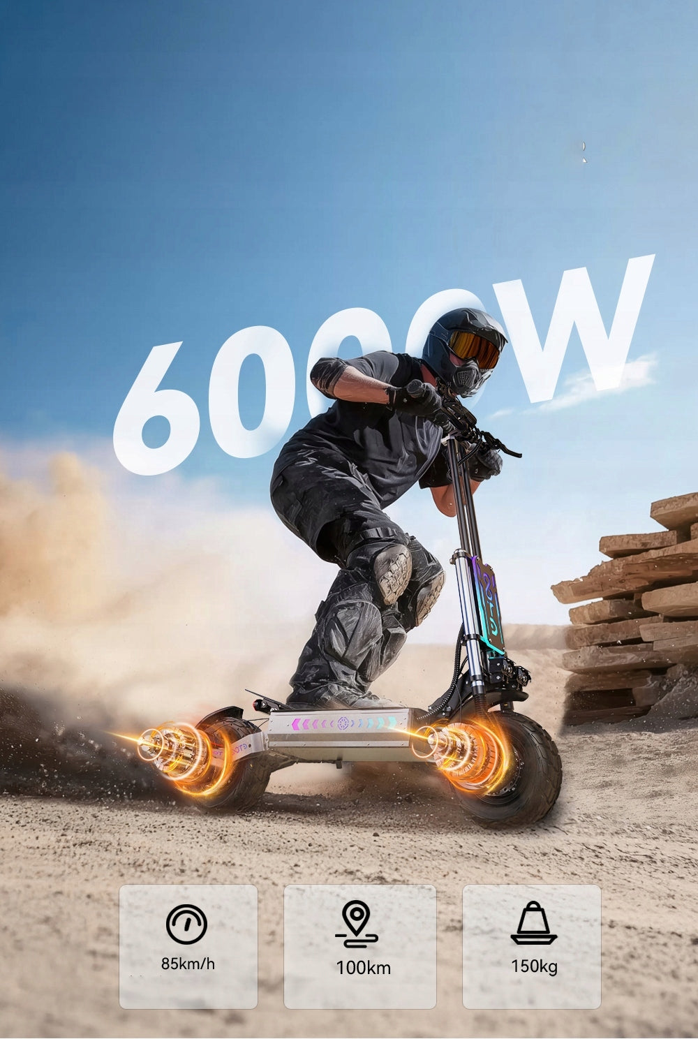 APEFOX T90 Off-Road Electric Scooter 6000W 60V 31.2AH Foldable + NFC Model T90 791966274696