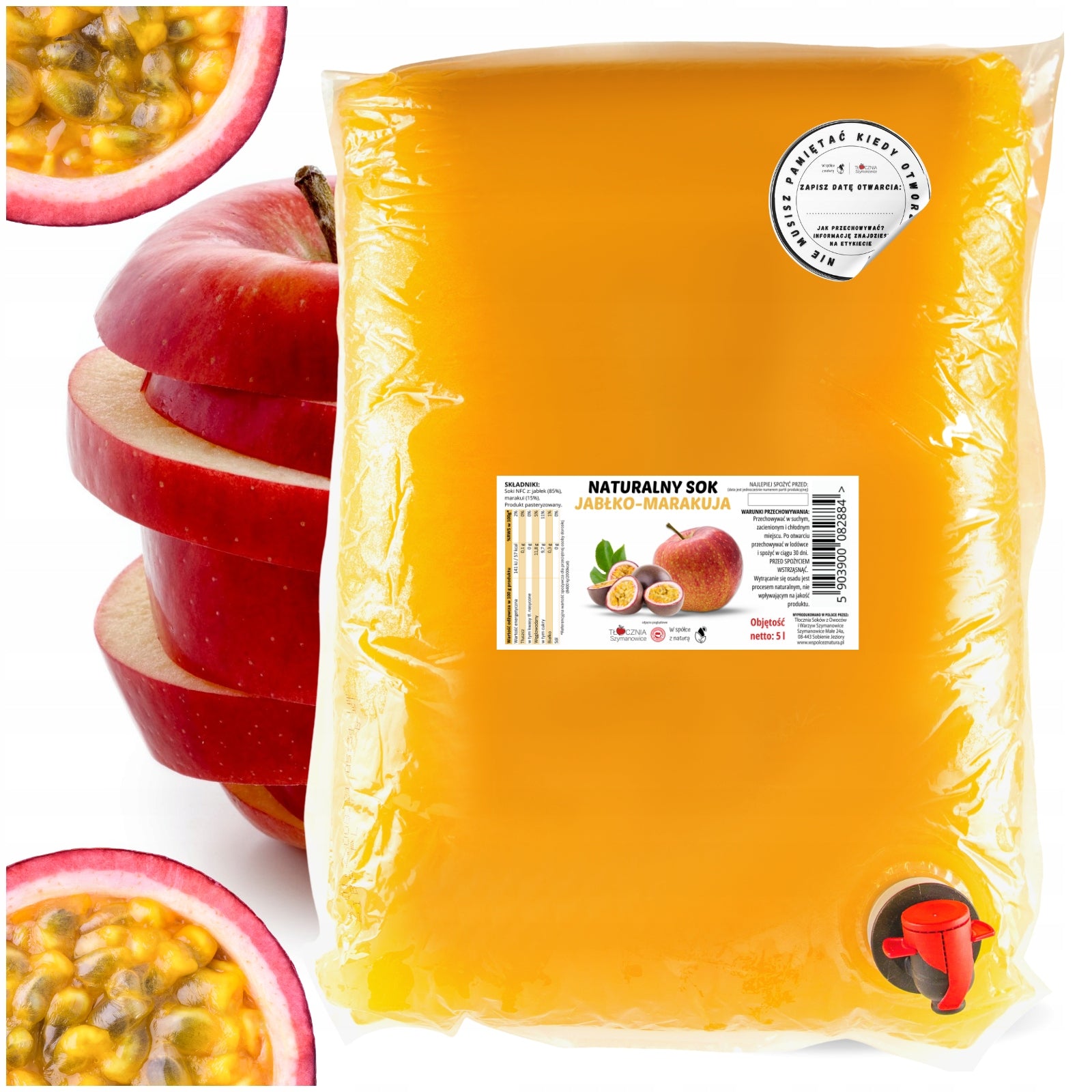 APPLE JUICE PASSION FRUIT Natural Cold Pressed Juice Szymanowice 5l
