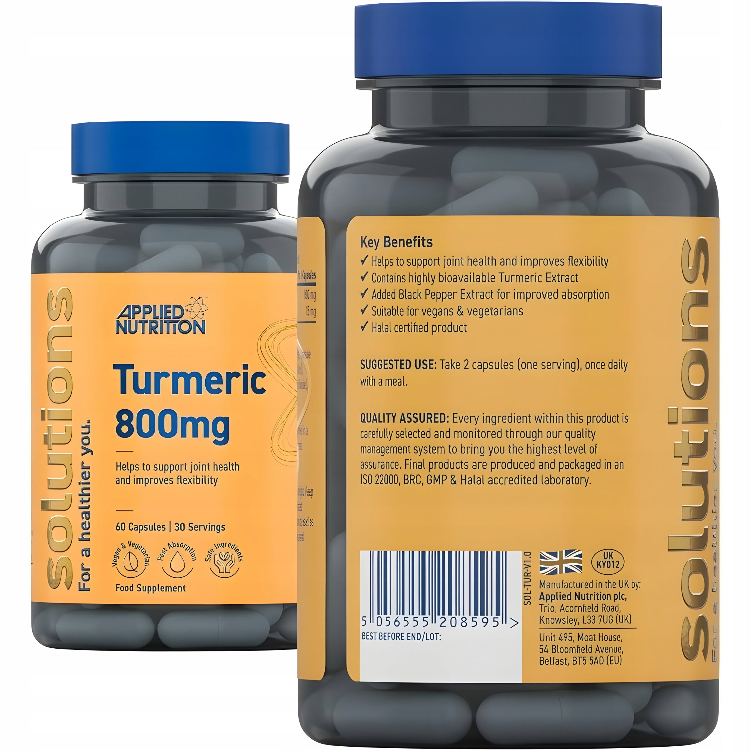APPLIED NUTRITION TURMERIC 800mg TURMERIC INFLAMMATION JOINTS KNEES 60 KAPS Brand Applied Nutrition