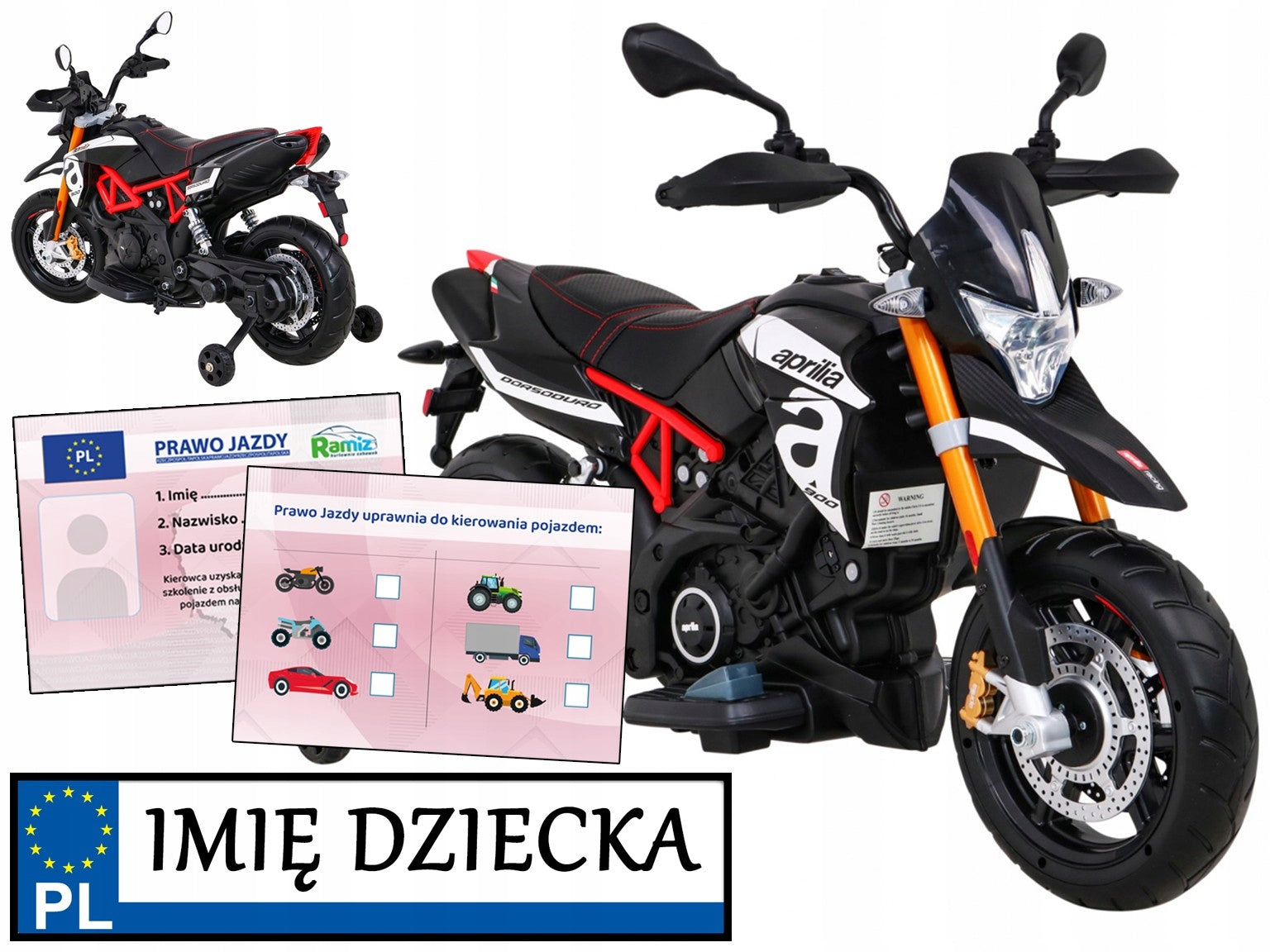 APRILIA for BATTERY 2 MOTORS children's sports motor CHILD'S NAME Manufacturer code PA.A007.CZ