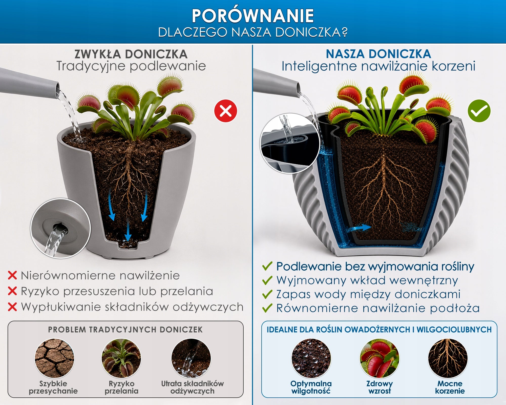 AQUA VENUS Self-Irrigating Pot for House Plants and Flycatchers Material synthetic material