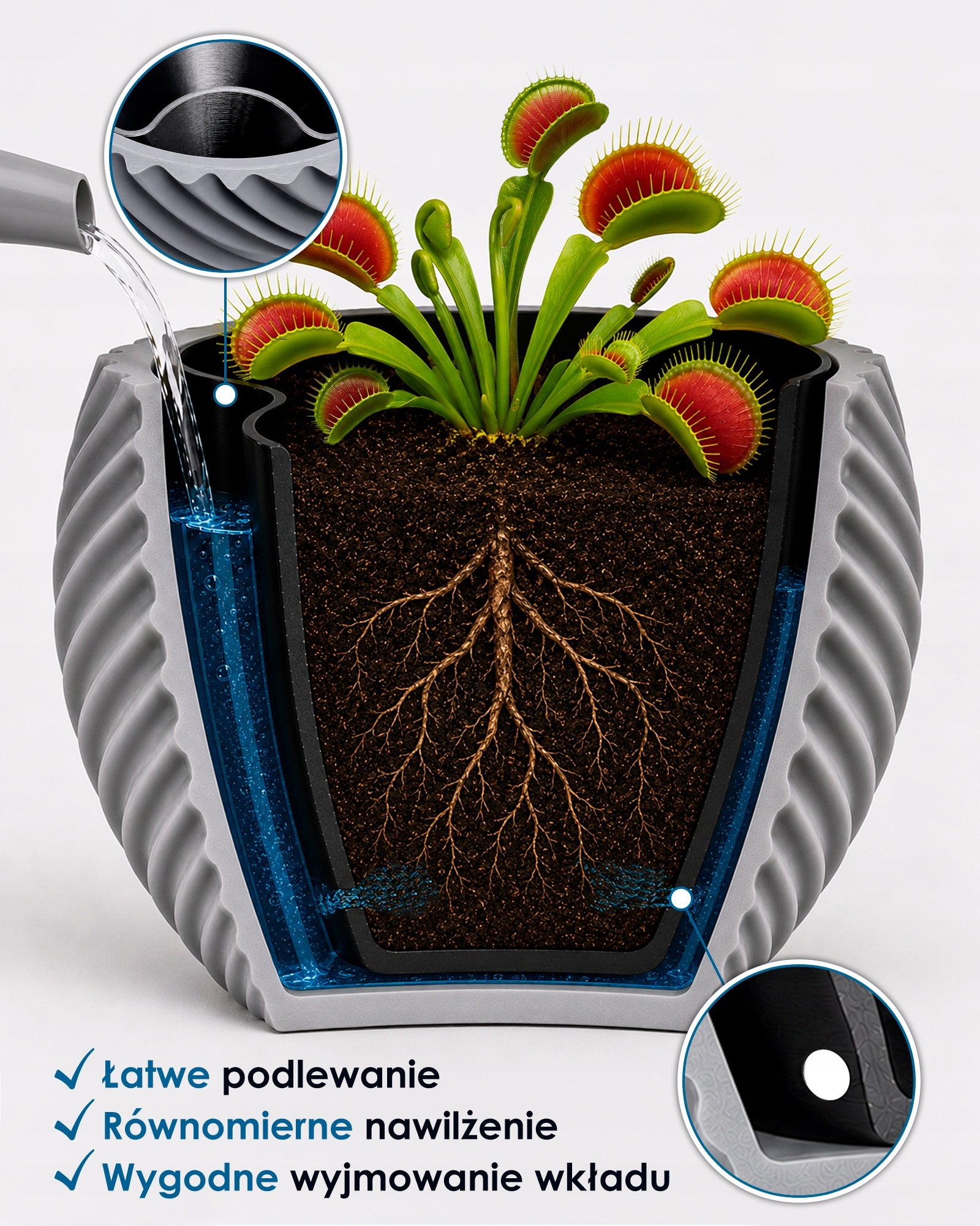 AQUA VENUS Self-Irrigating Pot for House Plants and Flycatchers Packaging status original