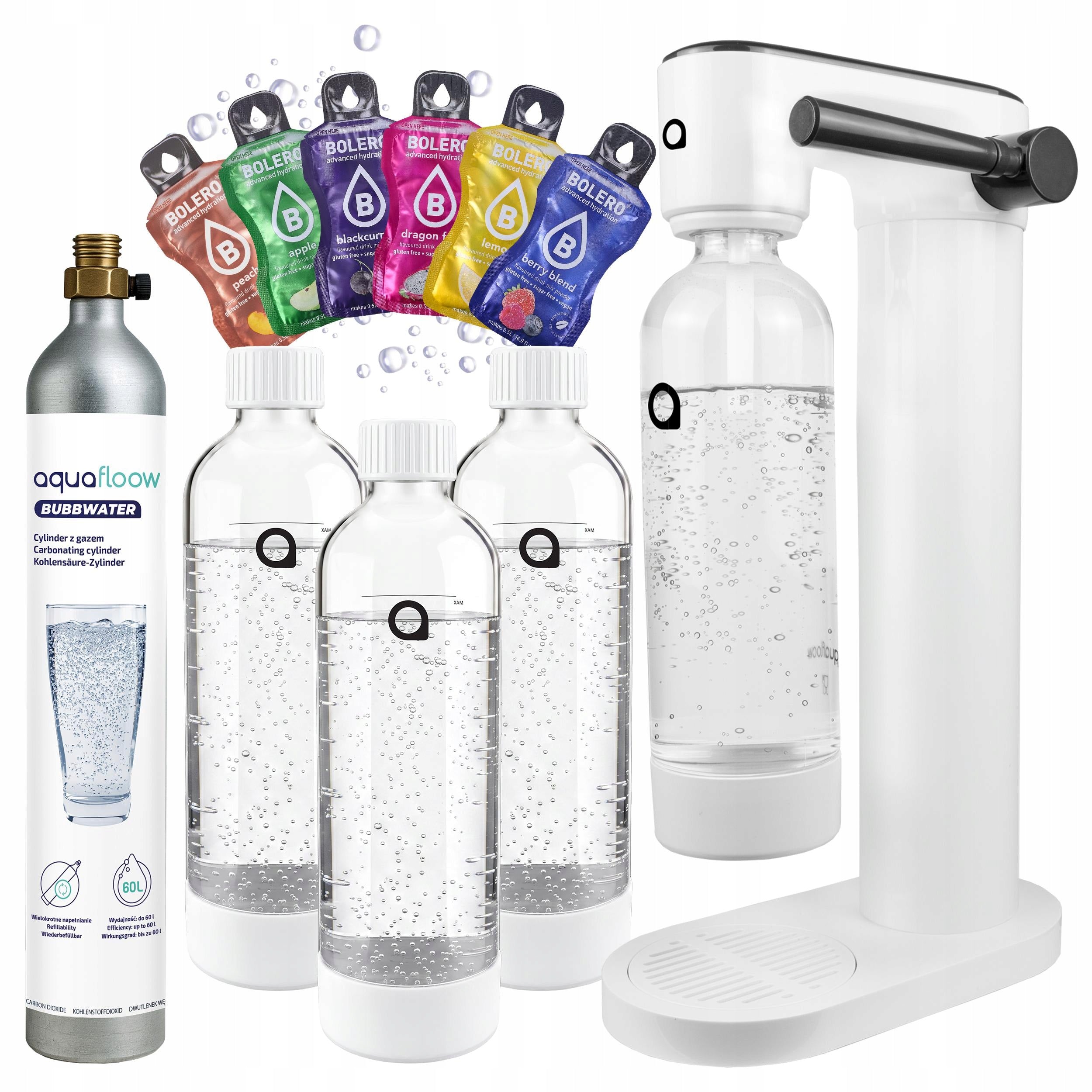 AQUAFLOOW SODA SATURATOR CARTRIDGE CO2 3X BOTTLE DRINK BOLERO