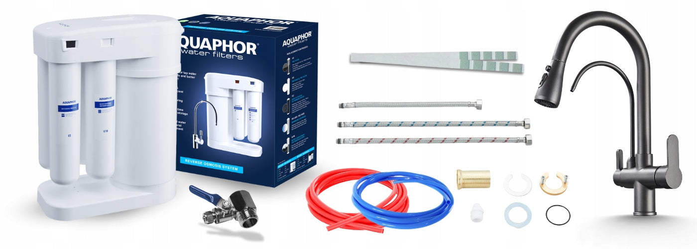 AQUAPHOR MORION RO-101S REVERSE OSMOSIS WITH KITCHEN FAUCET THREE WAY PZH Brand Aquaphor