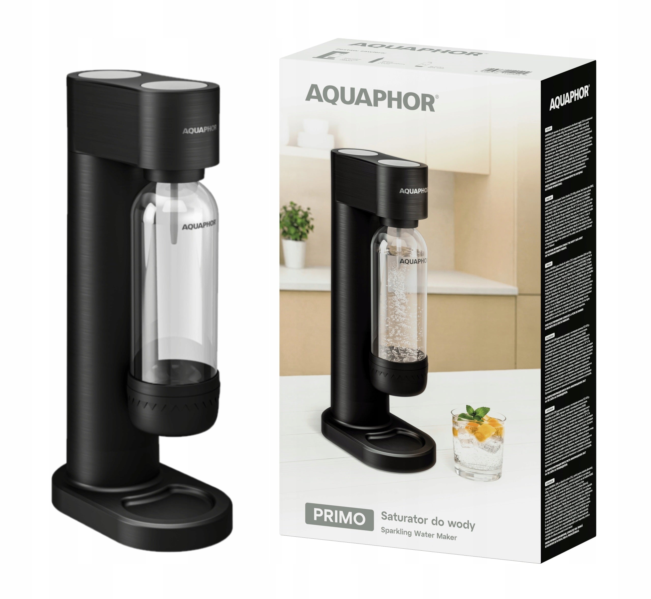 AQUAPHOR PRIMO Black Saturator + Bottle + CO2 Cartridge 1L