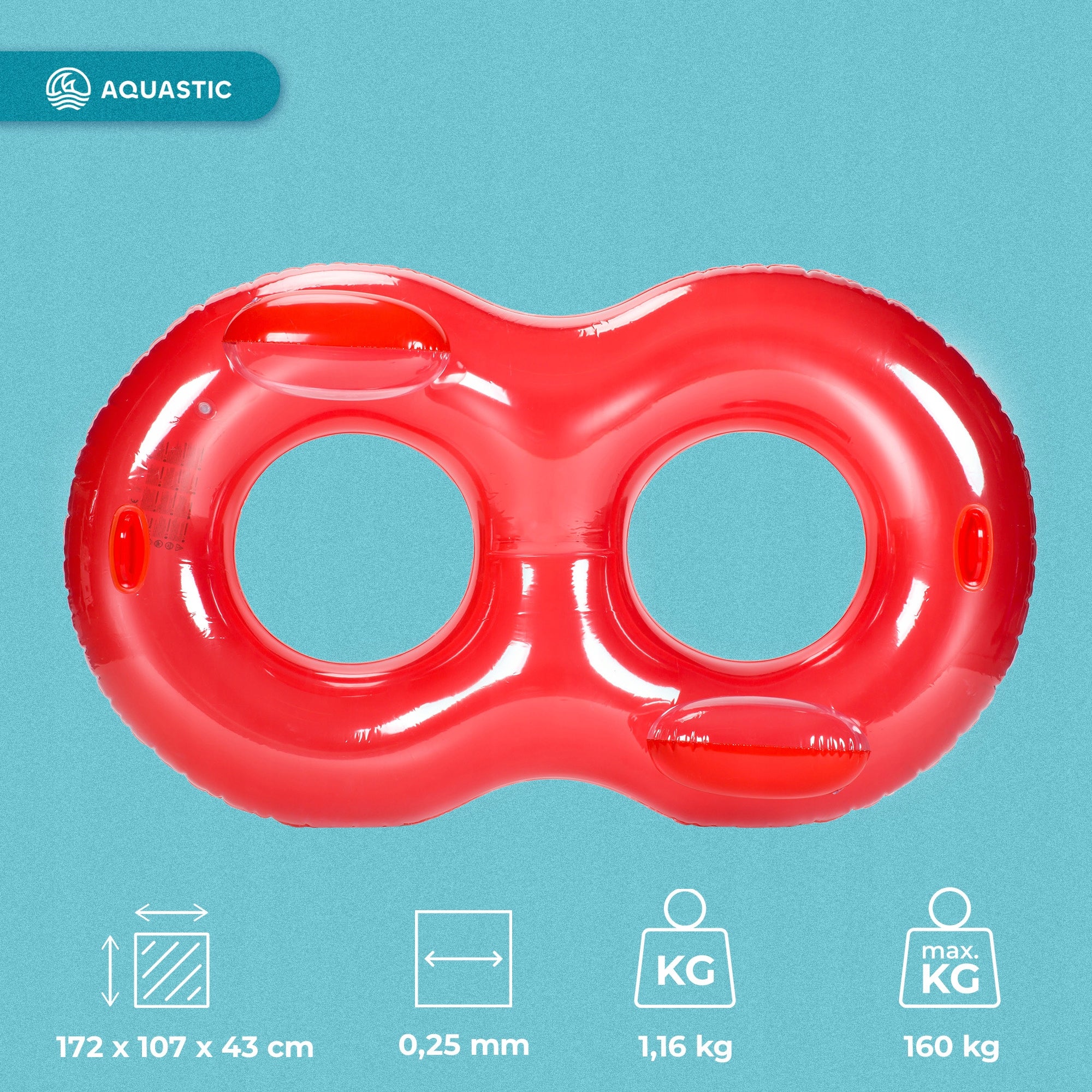 AQUASTIC WHEEL INFLATABLE SWIMMING WHEEL 2-Person VERSATILE LIGHTWEIGHT Brand Aquastic