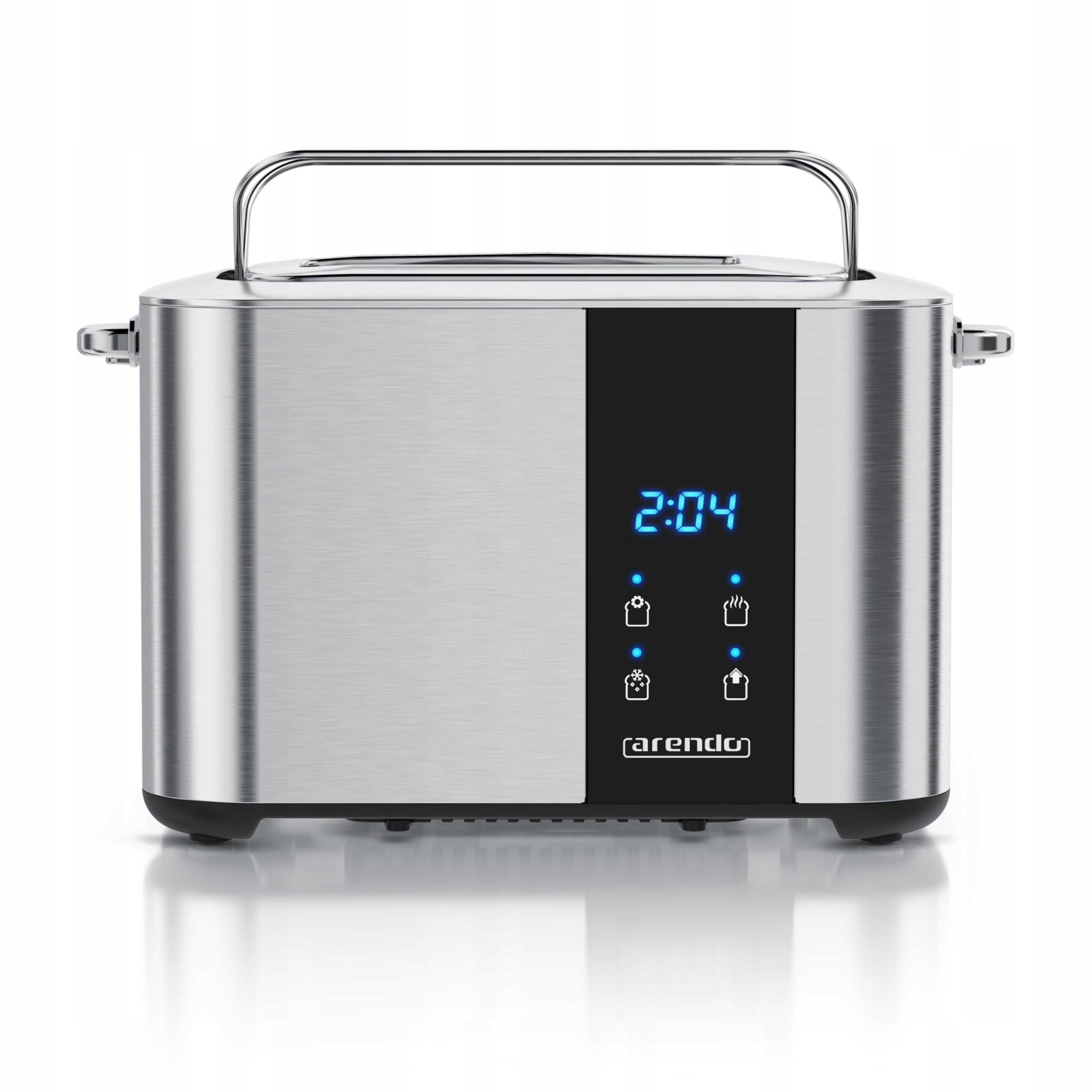 ARENDO Steel Toaster Long Slot 2 Slices Touch Screen Silver