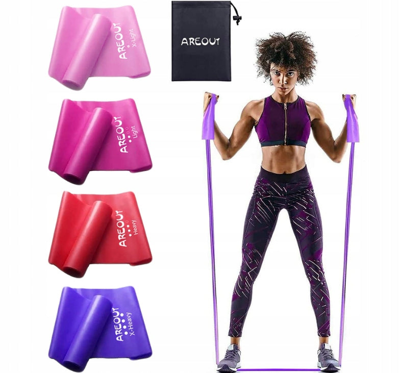 AREOUT Fitness Band Set - 4 Resistance Rubber for Training, Yoga and Gymnastics