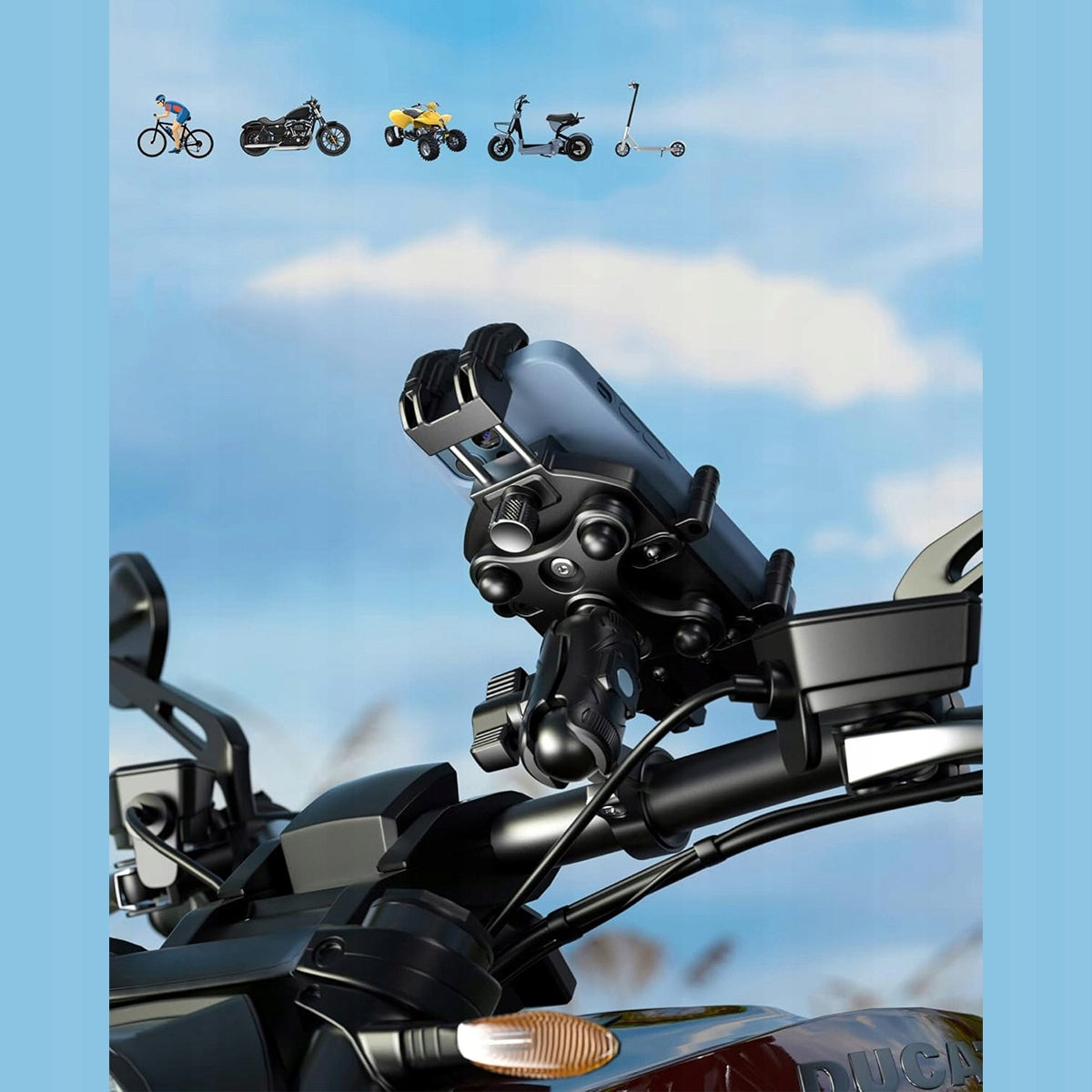 ARMORED ANTI-VIBRATION MOTORCYCLE BIKE HOLDER FOR PHONE 2026 NEW Model 4059664830702