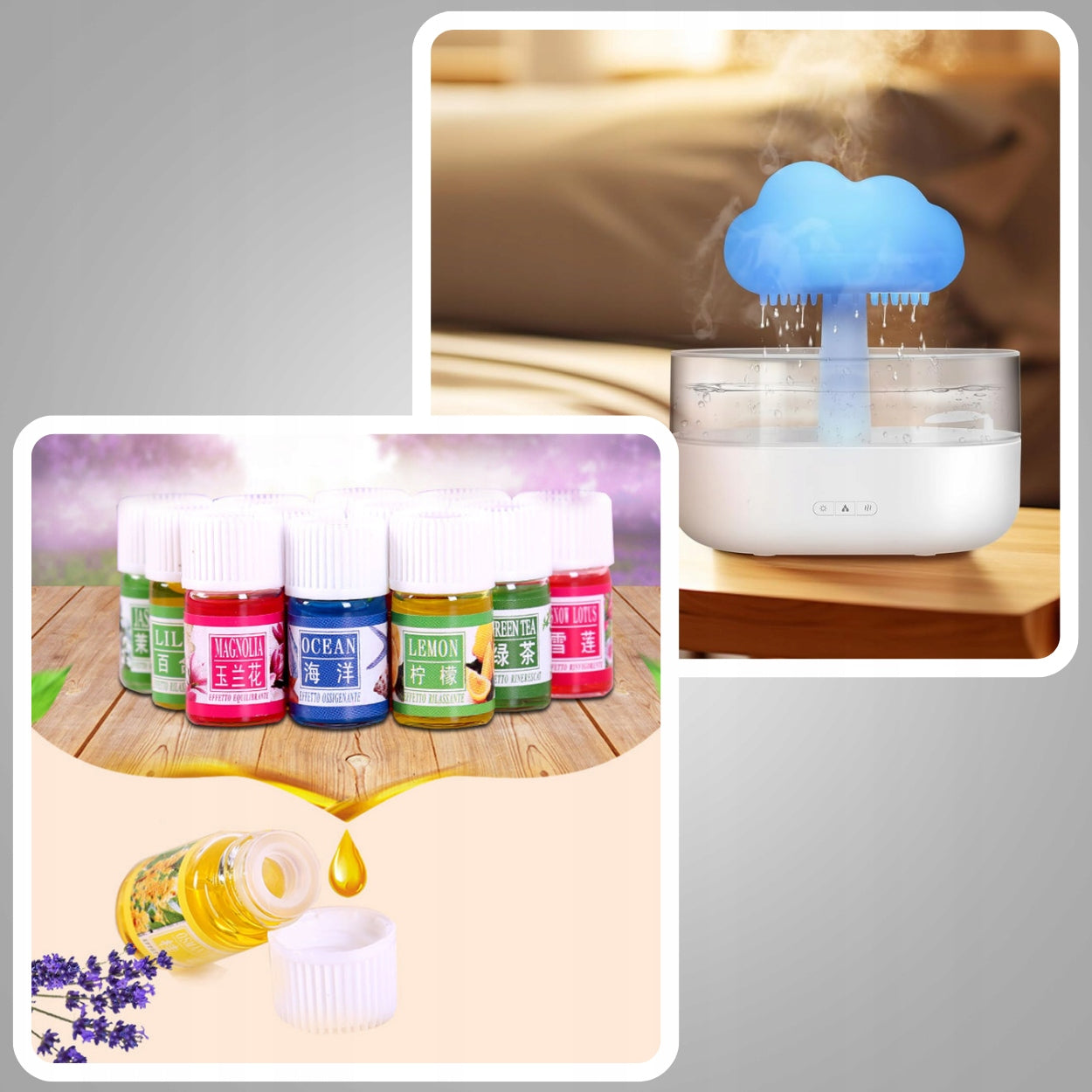 AROMA DIFFUSER HUMIDIFIER FOR ESSENTIAL OILS AROMATHERAPY Model Grzyb kształtowy nawilżacz powietrza z lampką