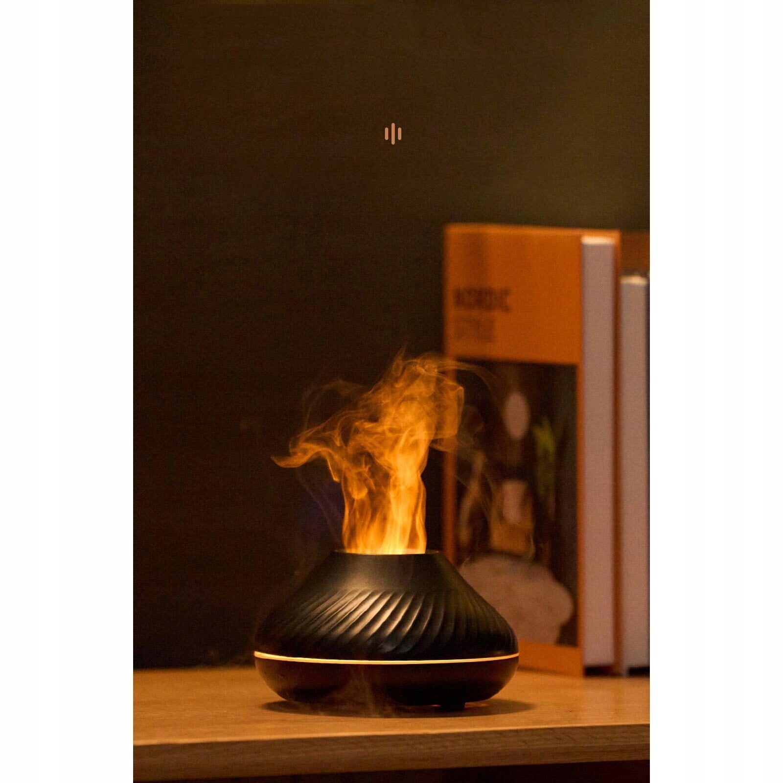AROMA DIFFUSER WITH FLAME EFFECT, 130 ML, HUMIDIFIER, DIFFUSER Dominant color black
