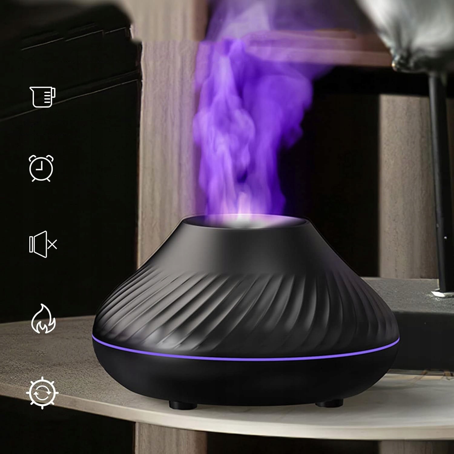 AROMA DIFFUSER WITH FLAME EFFECT, 130 ML, HUMIDIFIER, DIFFUSER Water tank capacity 0.13 l