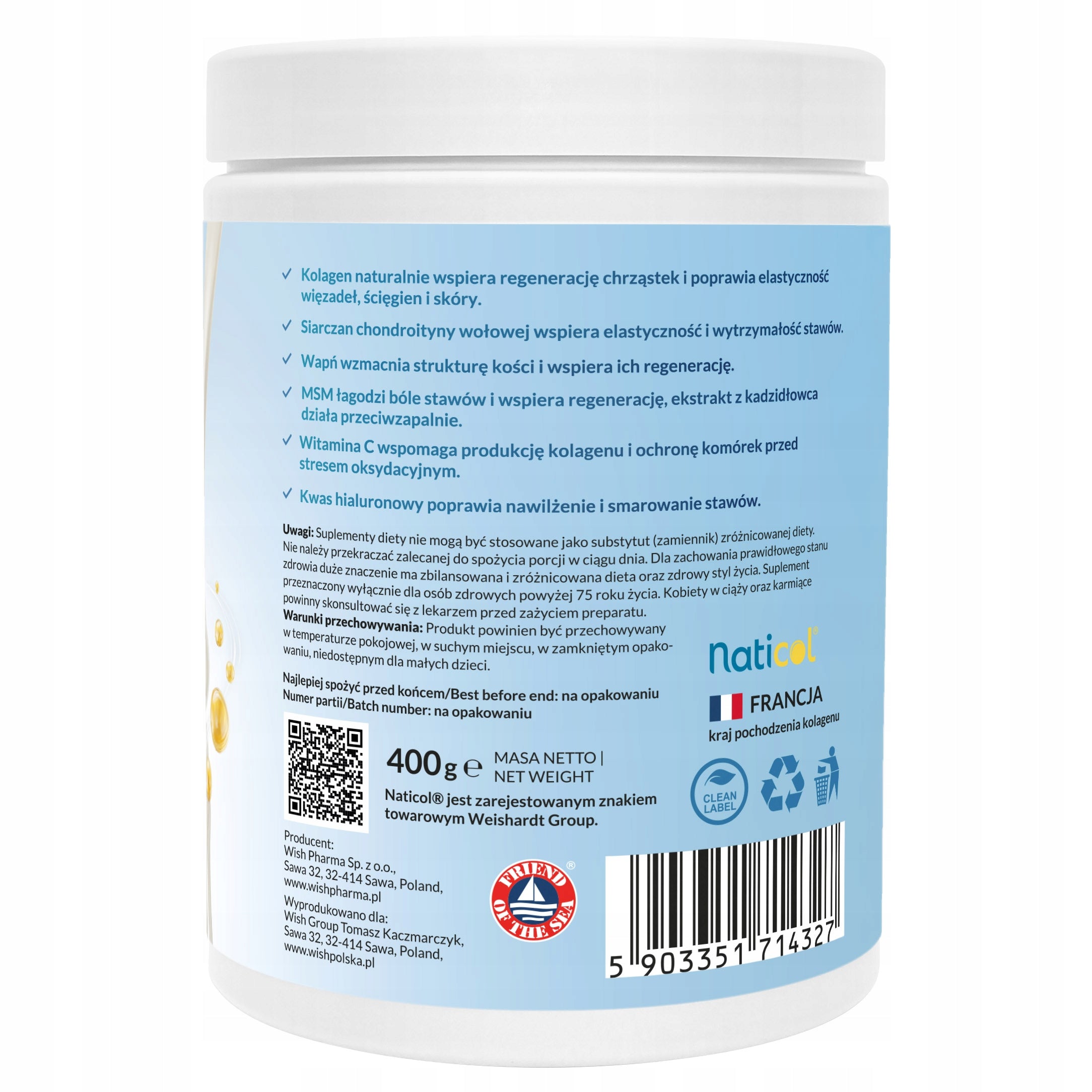 ARTHO COLLAGEN For Joints Bones Raspberry Mint Wit C MSM For Drinking Fish 800g Wish Manufacturer code 5903351714327