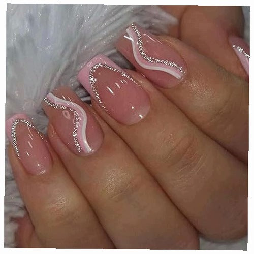 ARTIFICIAL ACRYLIC NAILS 24 PIECES FRENCH SET FOR WOMEN