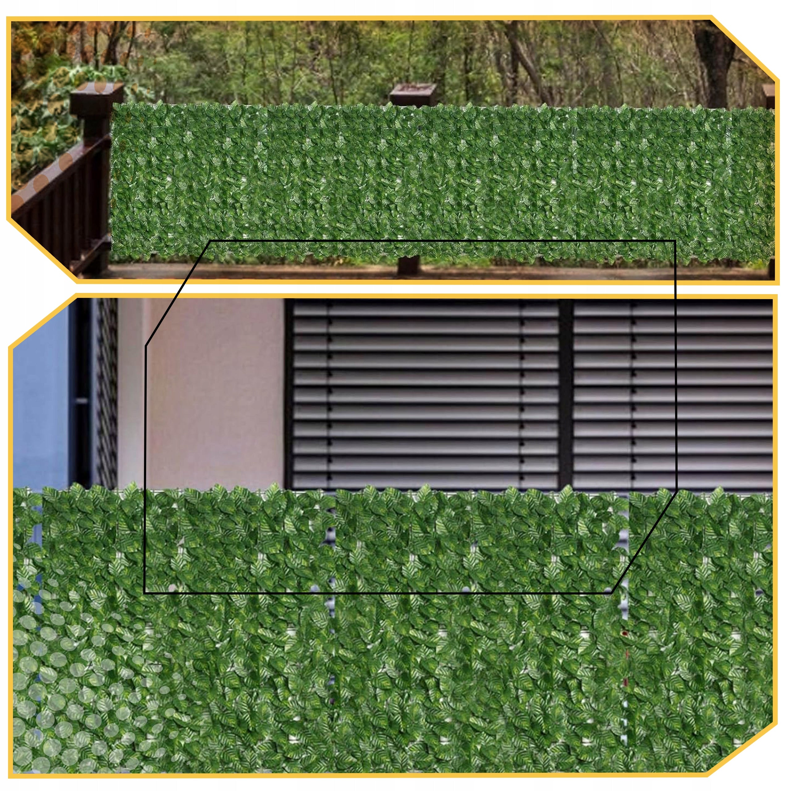 ARTIFICIAL HEDGE IVY for fence balcony wall 5 m x 50 cm mesh Color green