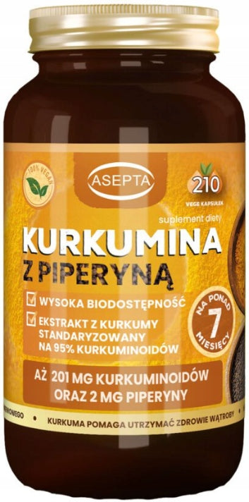 ASEPTA Curcumin with piperine 210 capsules Manufacturer code 5904734577768