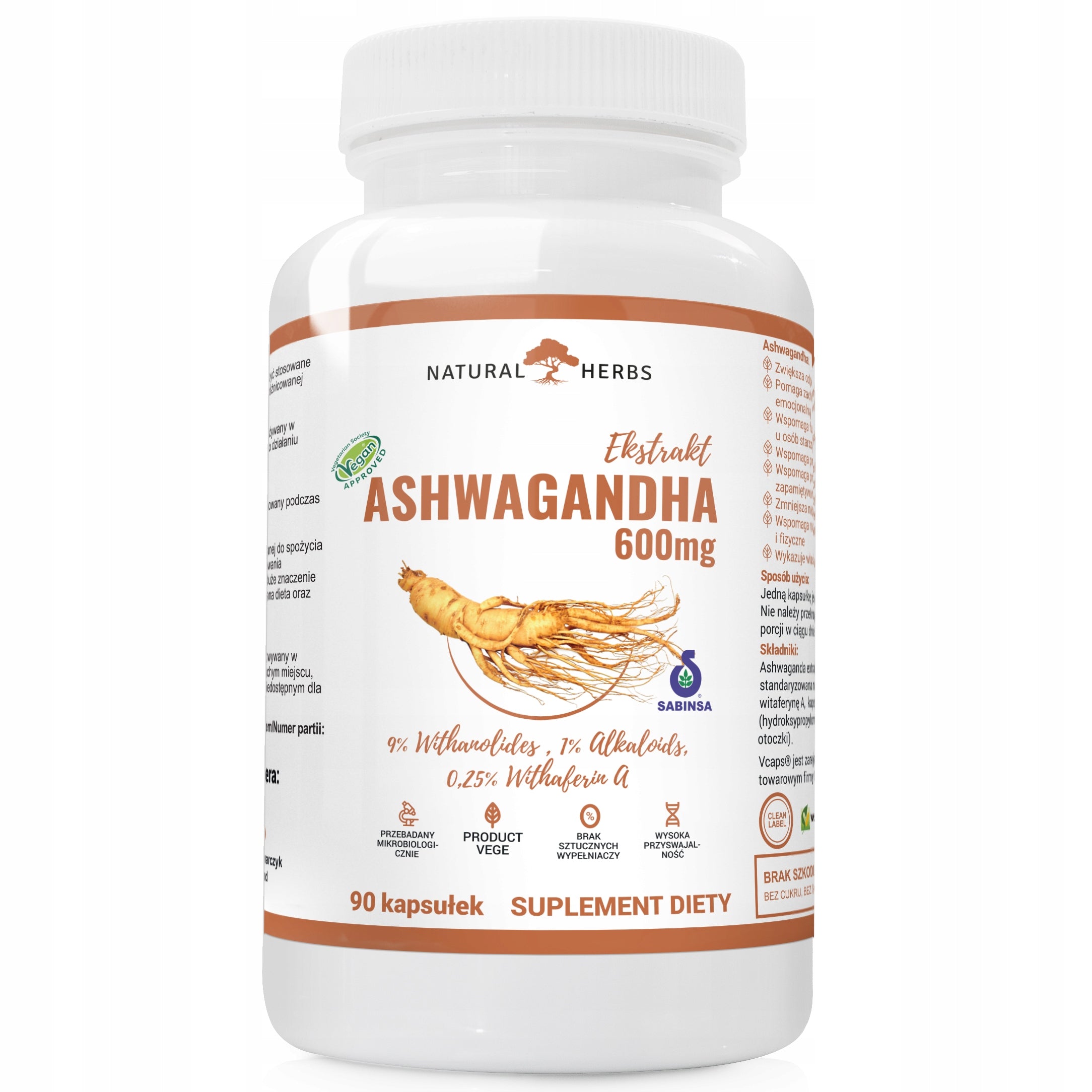 ASHWAGANDHA EXTRACT 600mg INDIAN GINSENG 9% Alto Pharma 90 vege kaps.