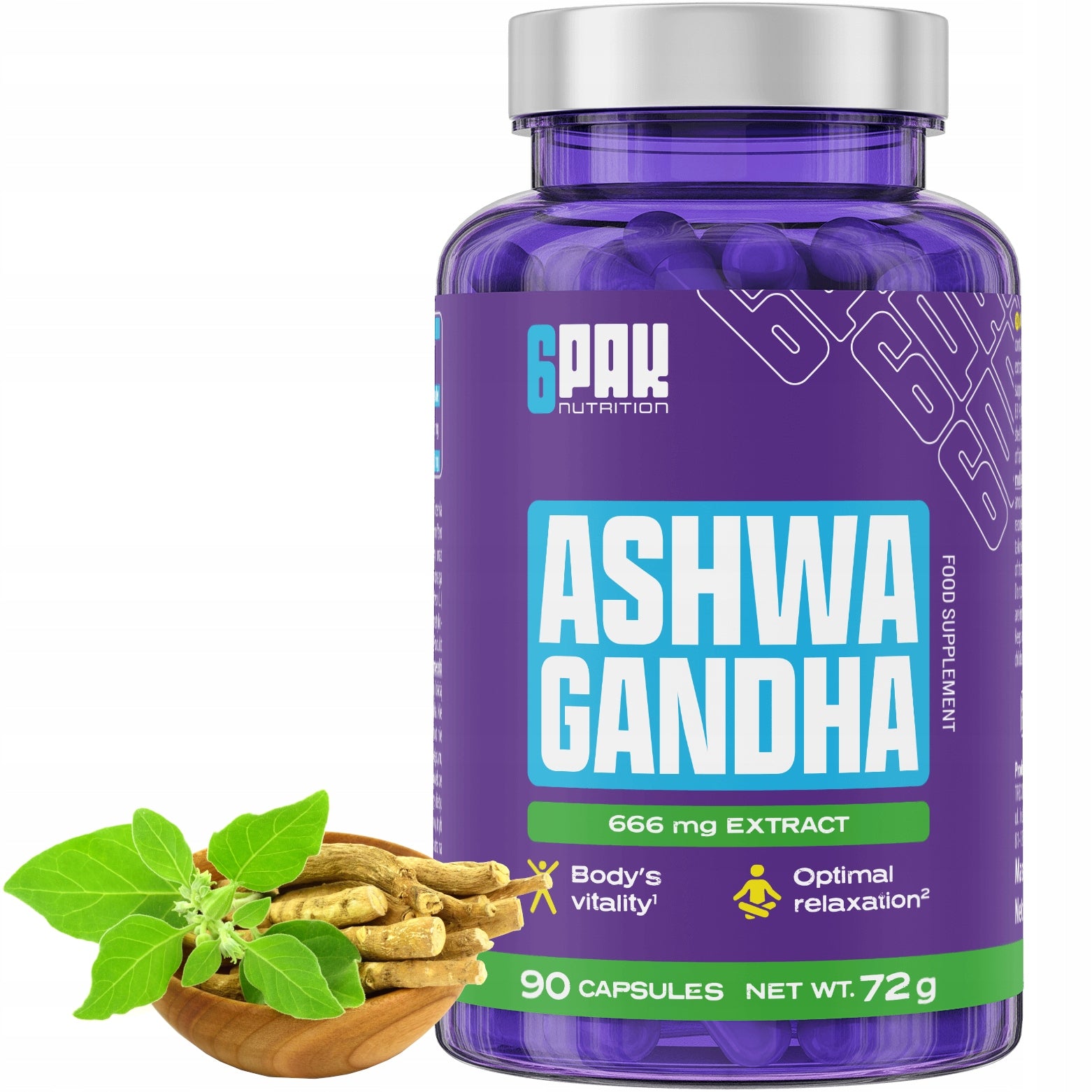 ASHWAGANDHA Forte 666 mg For Stress Sleep Ashwaganda Strong Root Extract