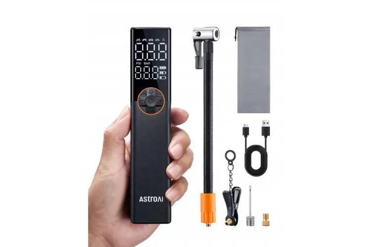ASTROAI BICYCLE PUMP DIGITAL ELECTRIC 150PSI USB CASE SET