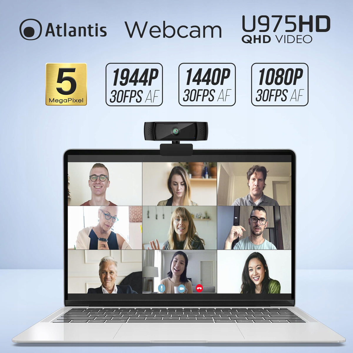 ATLANTIS Webcam 2K 5 Mpix Autofocus USB Microphone Videonruchy Packaging status original