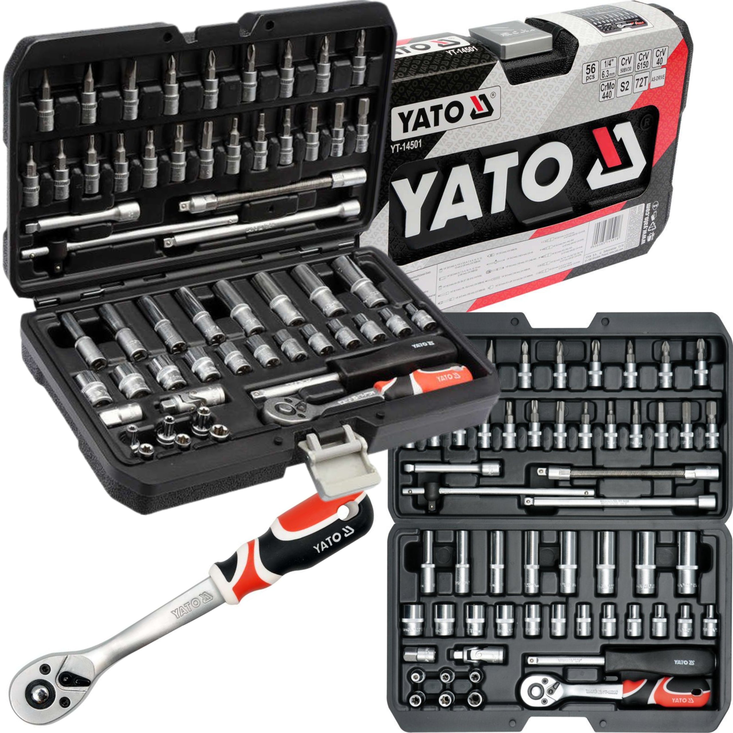 ATO TOOL SET SOCKET WRENCHES 56EL 1/4 RATCHET YT-14501 Manufacturer code YATO_YT-14501