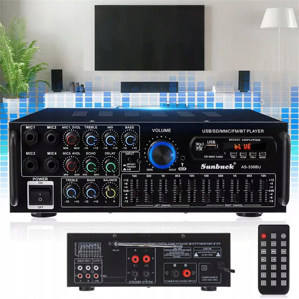 AUDIO AMPLIFIER BLUETOOTH RADIO FM STEREO RECEIVER PLAYER POWERFUL