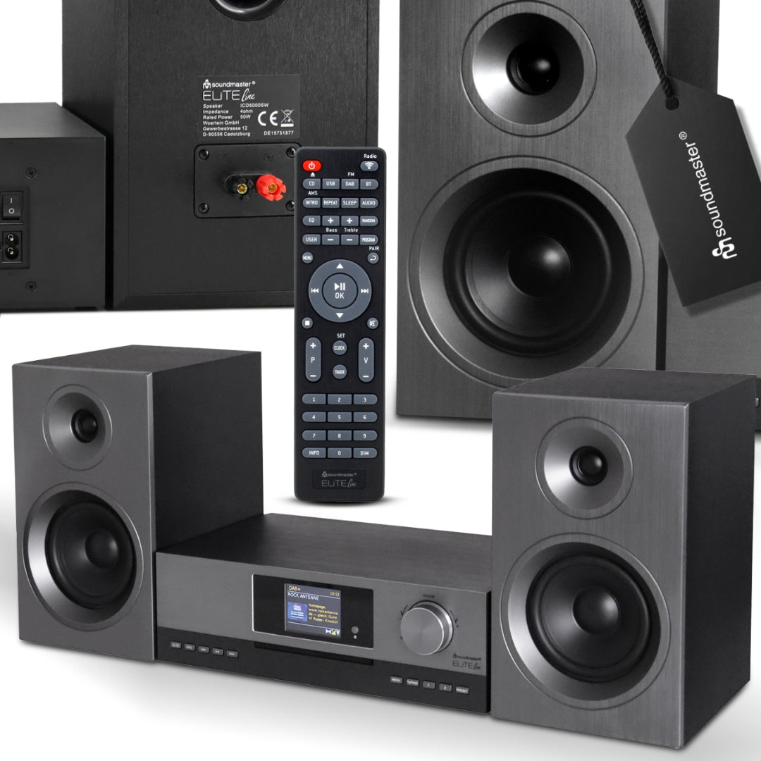 AUDIO TOWER SOUNDMASTER CD PLAYER FM USB WI-FI BLUETOOTH 2 AUX SPEAKERS