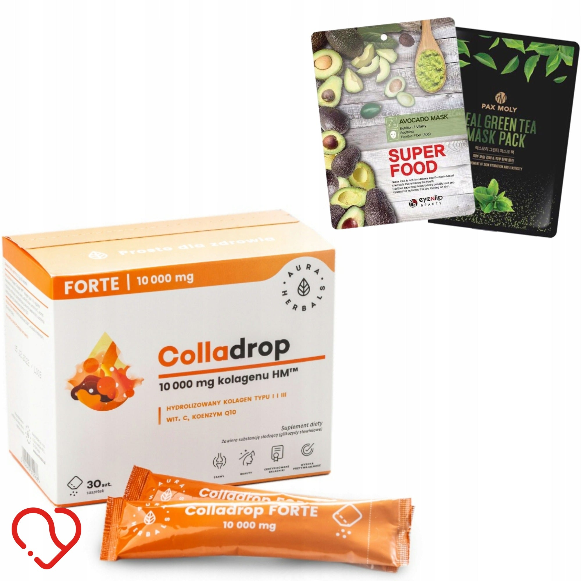 AURA HERBALS COLLADROP FORTE Marine Fish Collagen 10000 Coenzyme Q10 + FREEBIE
