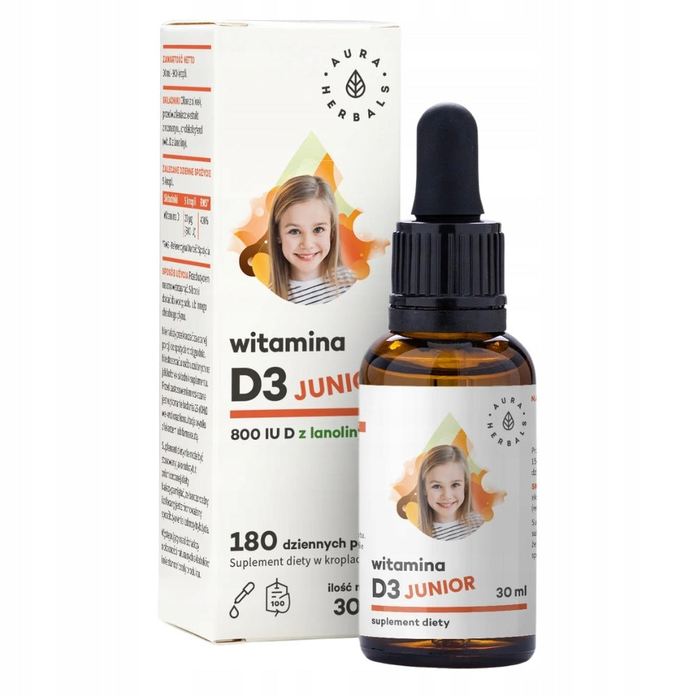 AURA HERBALS VITAMIN D3 JUNIOR 800 IU DROPS 30 ml BONE DEVELOPMENT IMMUNITY