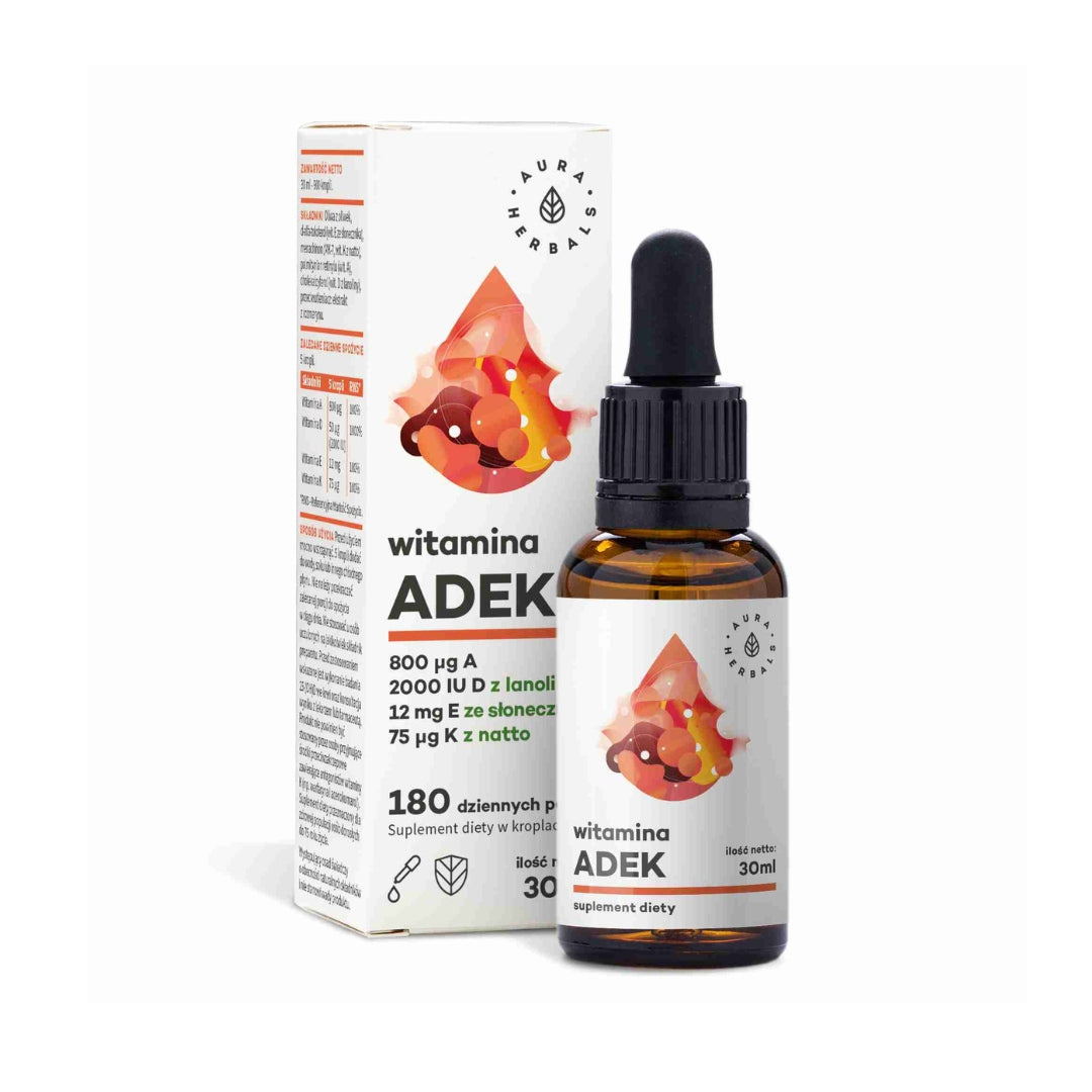 AURA HERBALS Vitamin ADEK A + D3 2000 IU + E + K2 drops 30 ml