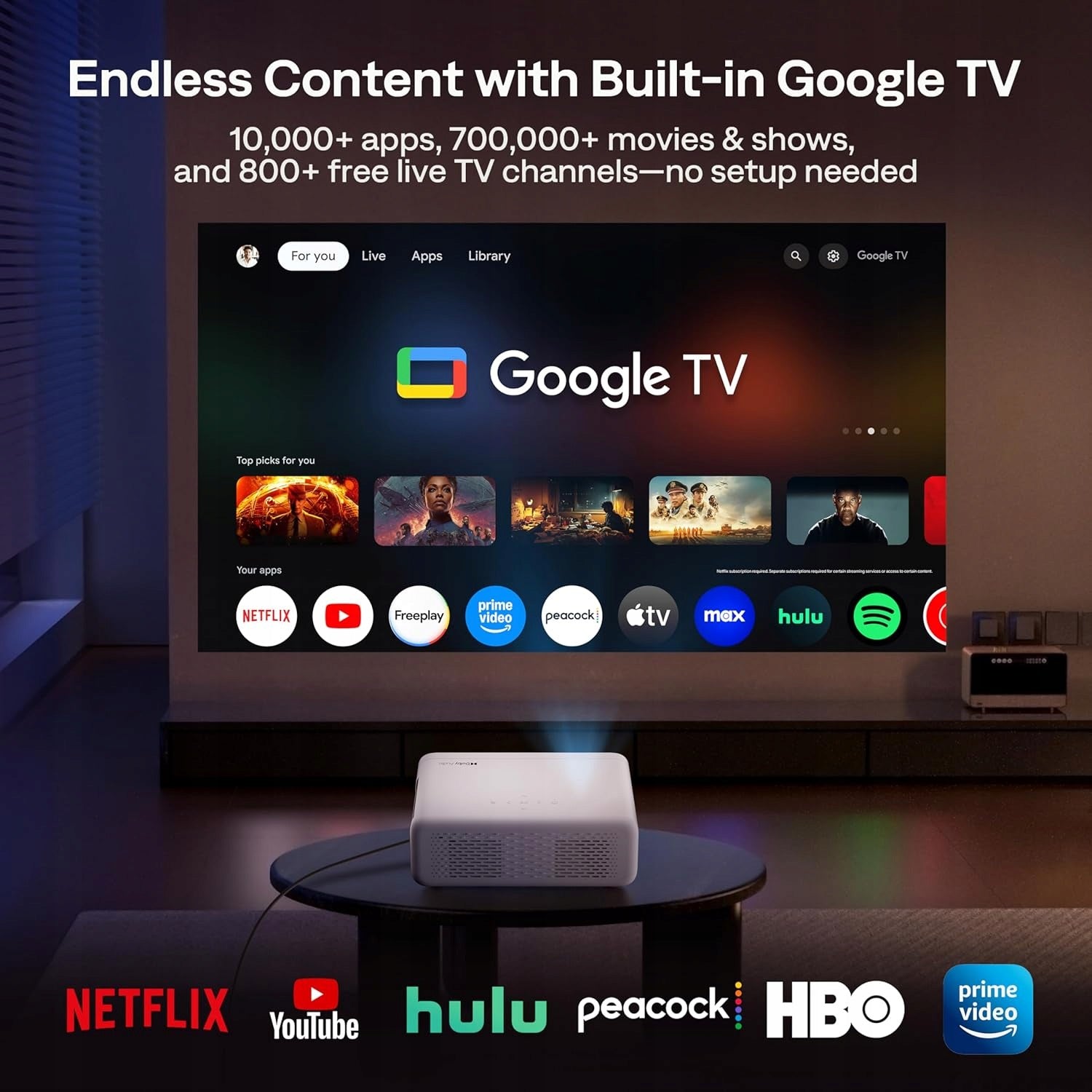 AURZEN EAZZE D1G, GOOGLE TV PROJECTOR, NATIVE 1080P, WIFI, BT, DOLBY Packaging status original