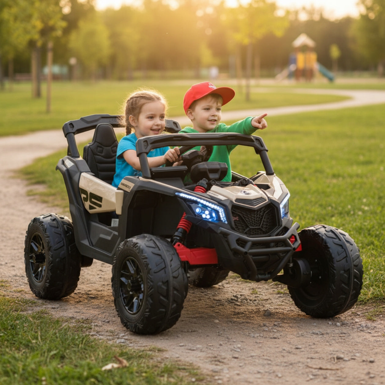 AUTO BATTERY OPERATED BUGGY MAVERICK ATV CAN-AM FOR CHILDREN 4x4 LED FAUX LEATHER Kid's age 3+ years
