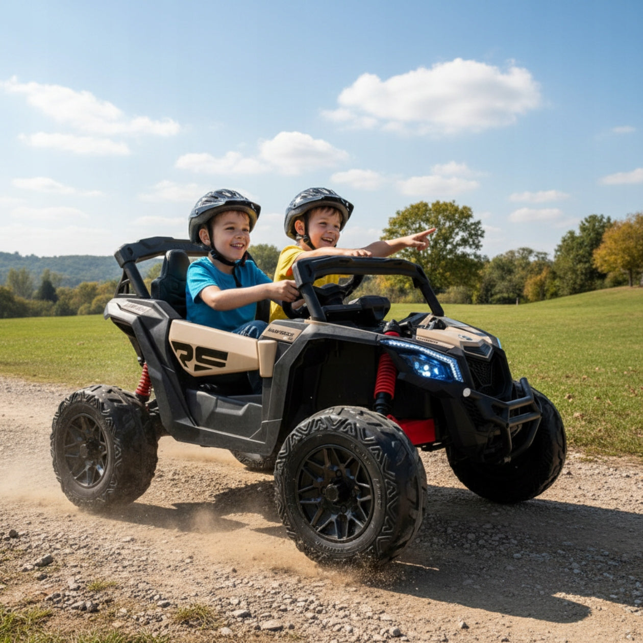 AUTO BATTERY OPERATED BUGGY MAVERICK ATV CAN-AM FOR CHILDREN 4x4 LED FAUX LEATHER Packaging status original